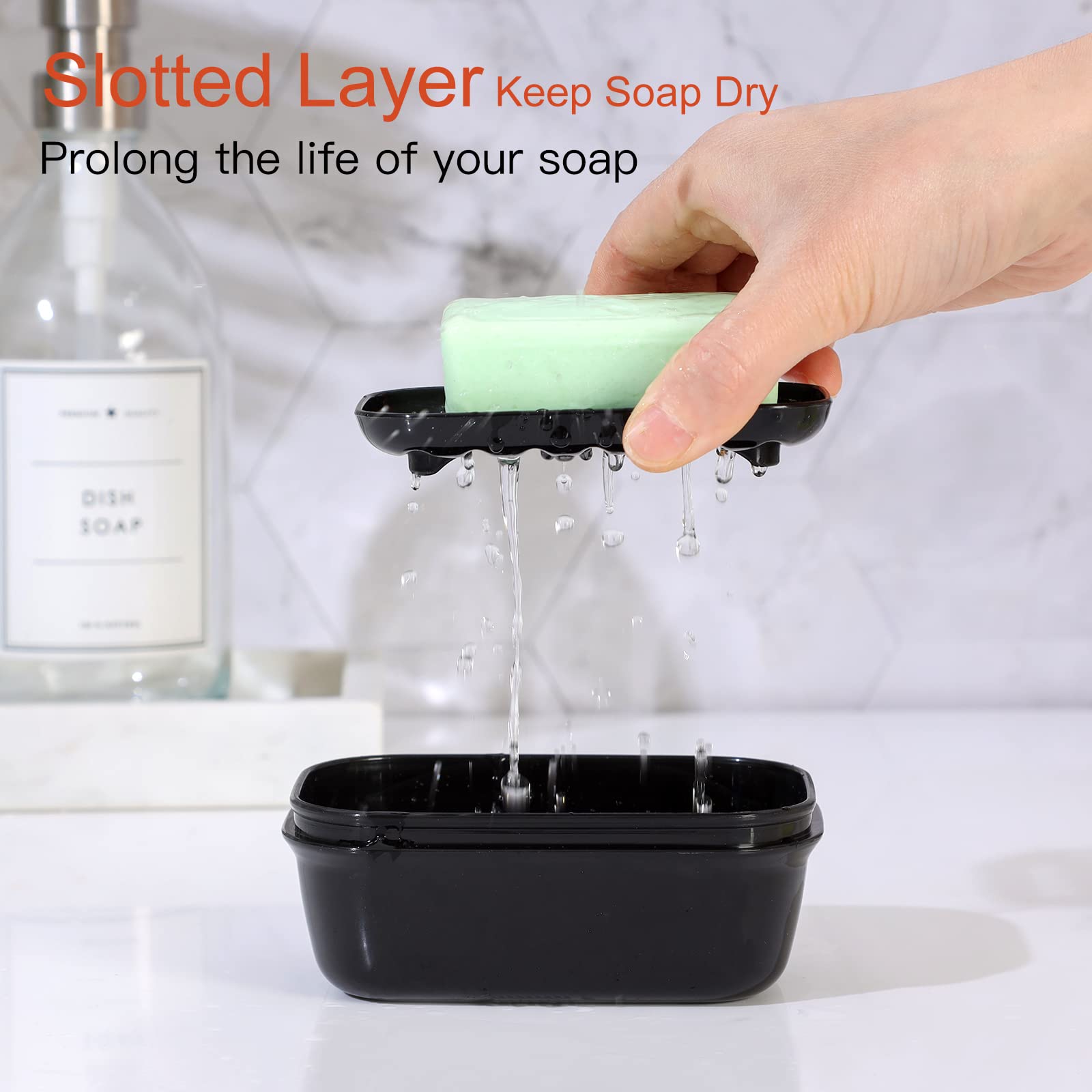 Quatish 2 Pack Travel Soap Container with Lid - Portable Leak-Proof Soap Holder Case for Camping, Gym, Travel & Bathroom Storage - Compact Bar Soap Box Organizer (Black) - Perfect for Outdoor Adventures & Daily Hygiene
