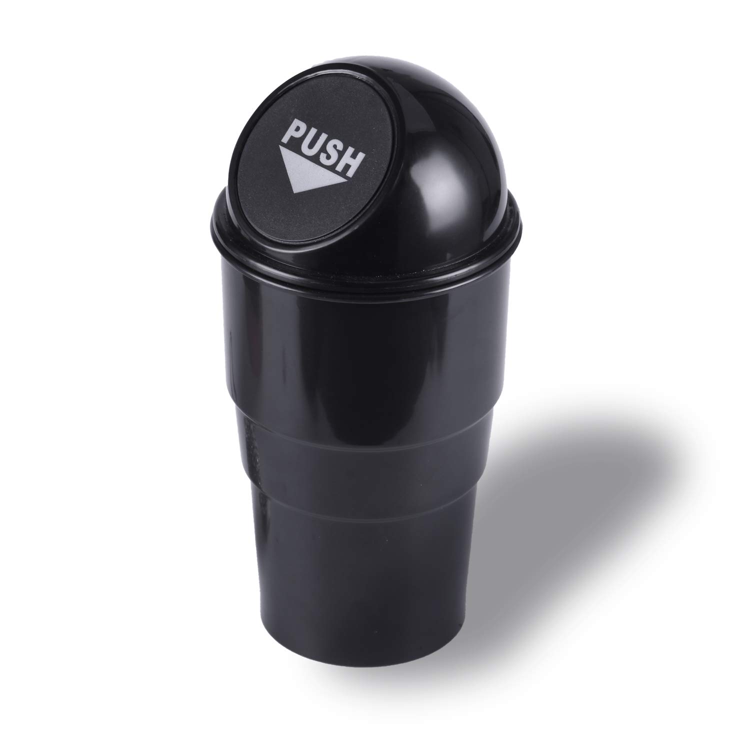 JUSTTOP Mini Car Trash Can with Lid - Small Automatic Portable Waste Bin for Car, Home, Office - Perfect for Road Trips, Daily Commute & Workspace Organization (Black)