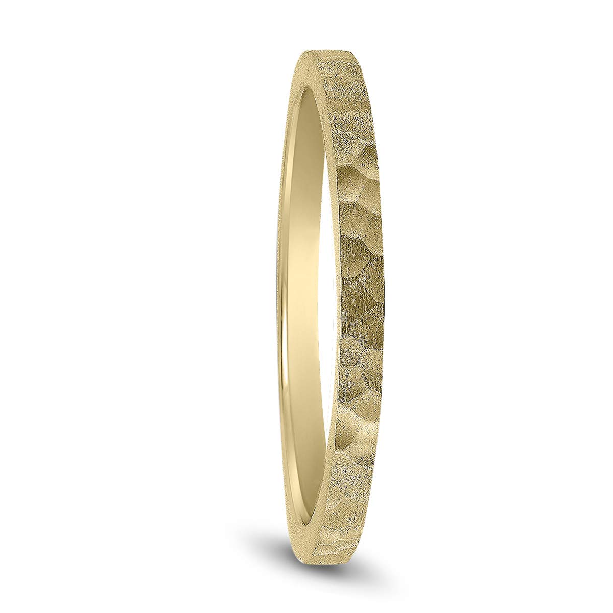 1.5MM Thin Micro-Hammered 14K Yellow Gold Wedding Band for Women - Elegant Stackable Ring for Bridal, Anniversary & Everyday Wear