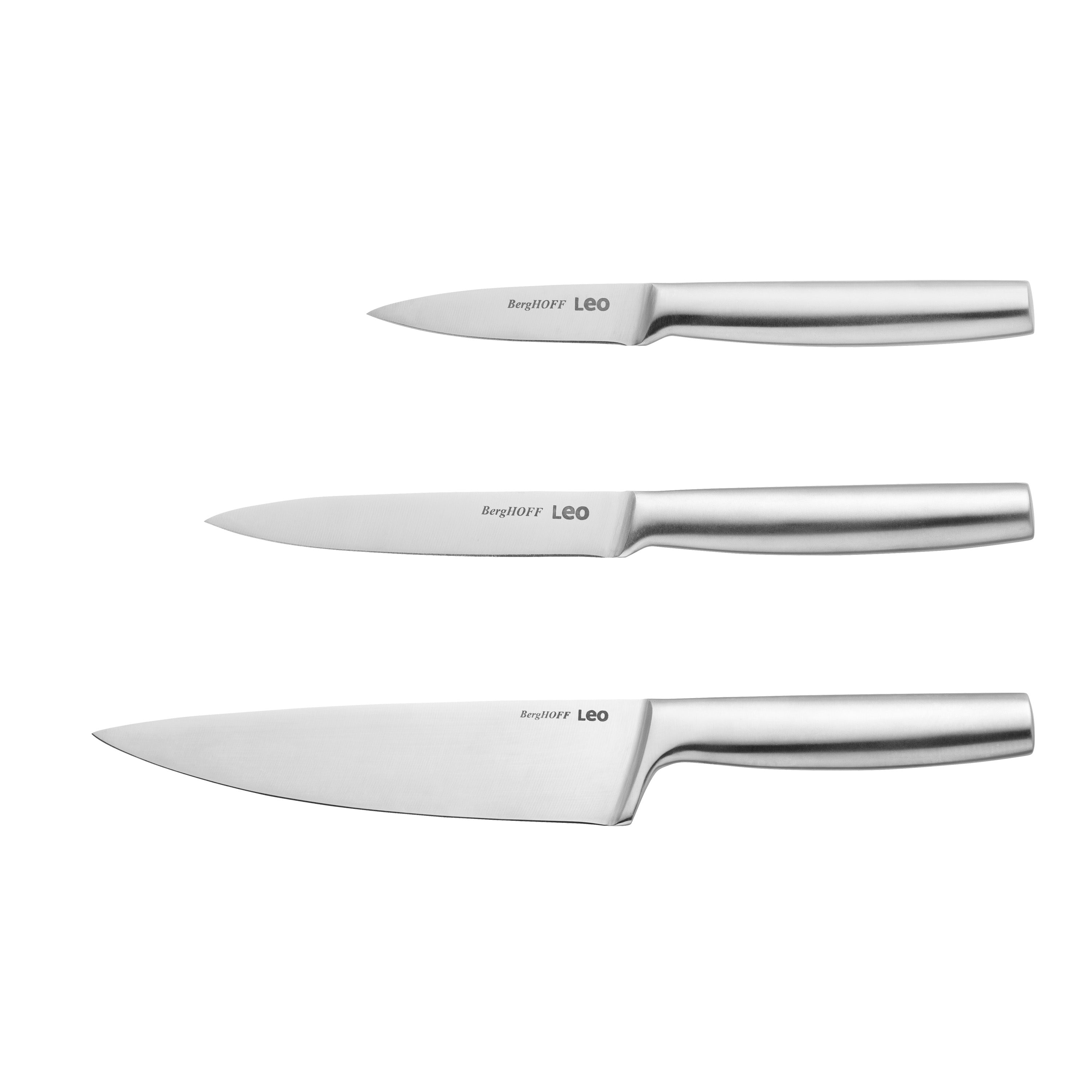 BergHOFF Leo Legacy 3-Piece Stainless Steel Knife Set - Essential Kitchen Starter Kit for Slicing, Dicing & Chopping | Perfect for Home Chefs & Cooking Enthusiasts