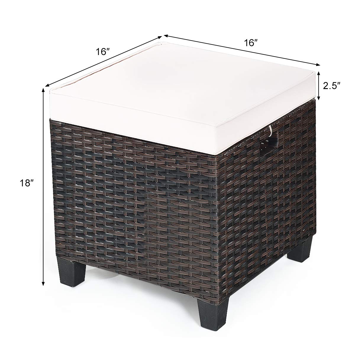 2PCS Rattan Wicker Ottoman Set with Removable Cushions - Patio Footstool Footrest Seat for Outdoor Living, Garden, Backyard & Home Decor (Cream) | Perfect for Relaxing, Coffee Tables, and Lounge Chairs