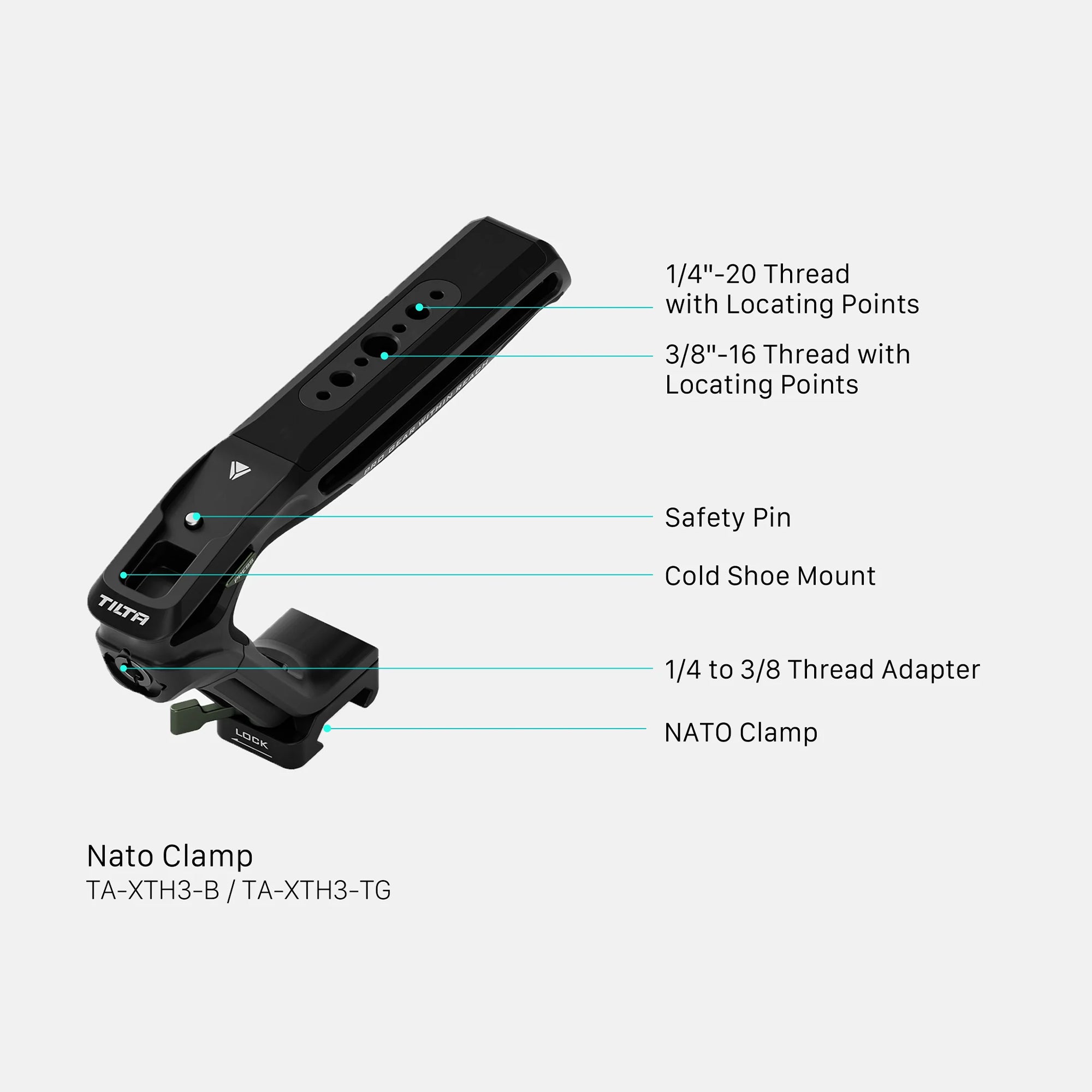 Tilta Xeno Top Handle with NATO Clamp - Black | Camera Rig Handle for DSLR & Mirrorless Cameras | Perfect for Filmmaking, Vlogging & Photography
