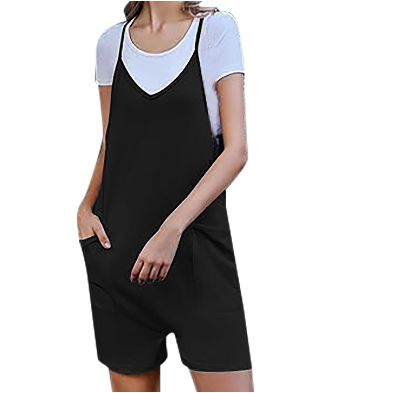Sexy Women's Summer Jumpsuit - Boho Romper with Pockets for Beach & Outings