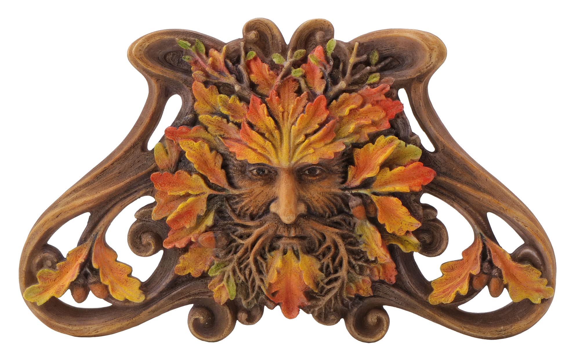 Veronese Design Green Man Maple Mane Wall Plaque - Handcrafted Resin Sculpture for Home & Garden Decor - Perfect for Celtic, Pagan, or Nature-Inspired Interior Design