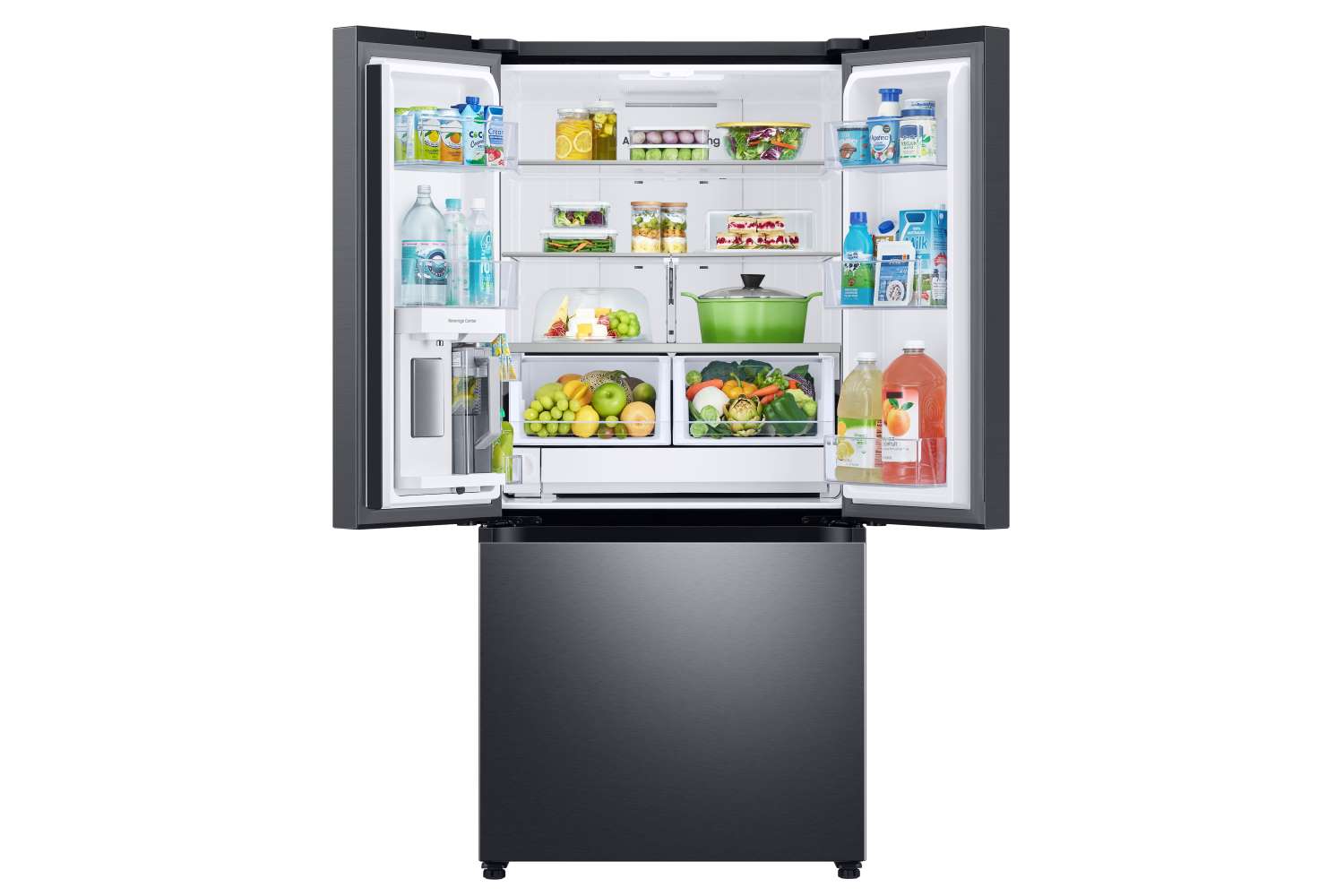 Samsung RF25C5551SG/AA 24.5 cu.ft Black Stainless Steel French Door Refrigerator with Internal Ice & Water Dispenser - Perfect for Modern Kitchens & Large Families