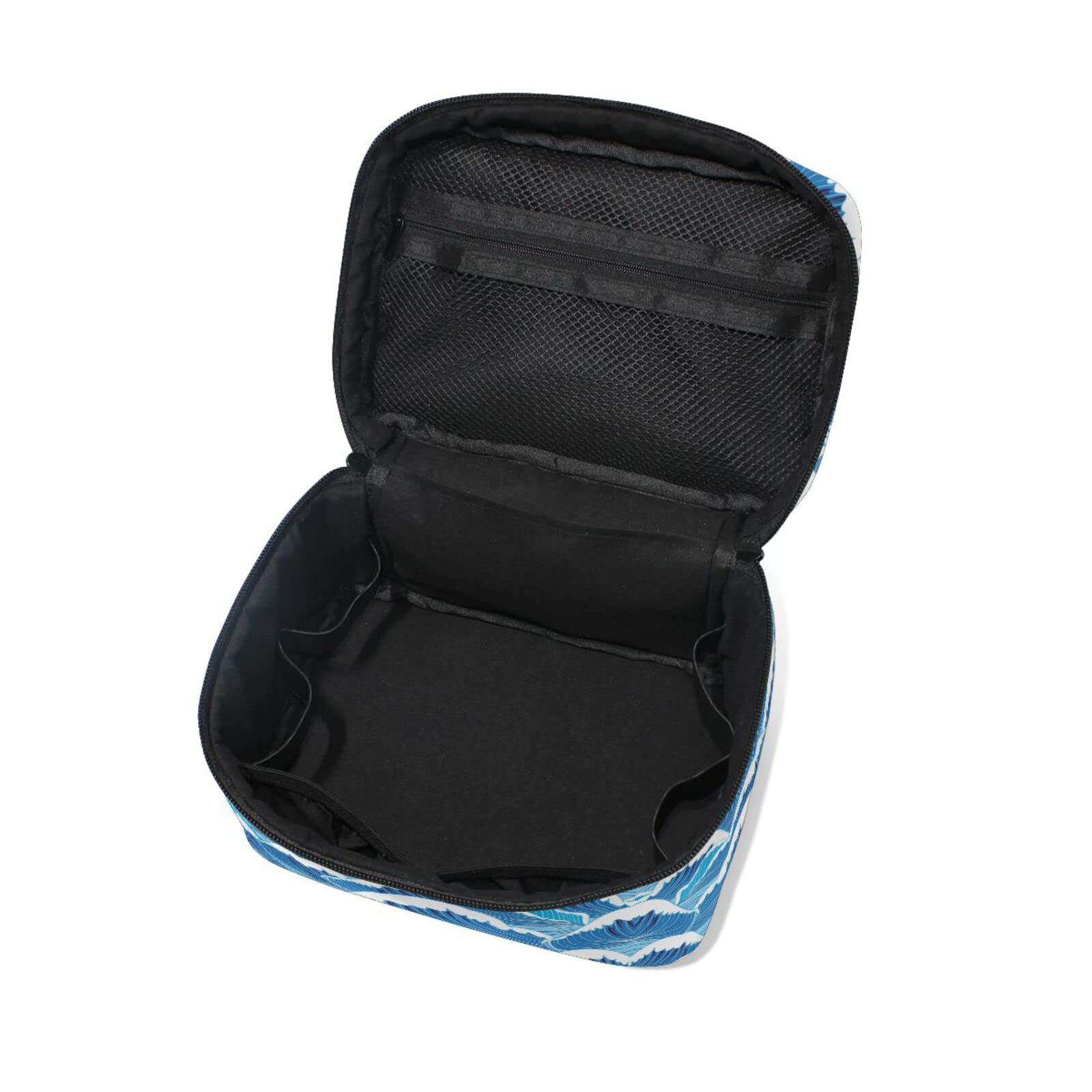 **Blue Sea Cartoon Waterproof Cosmetic Bag - Cute Zippered Makeup Pouch & Toiletry Organizer for Women & Girls - Perfect for Travel, Gym, and Daily Essentials Storage**