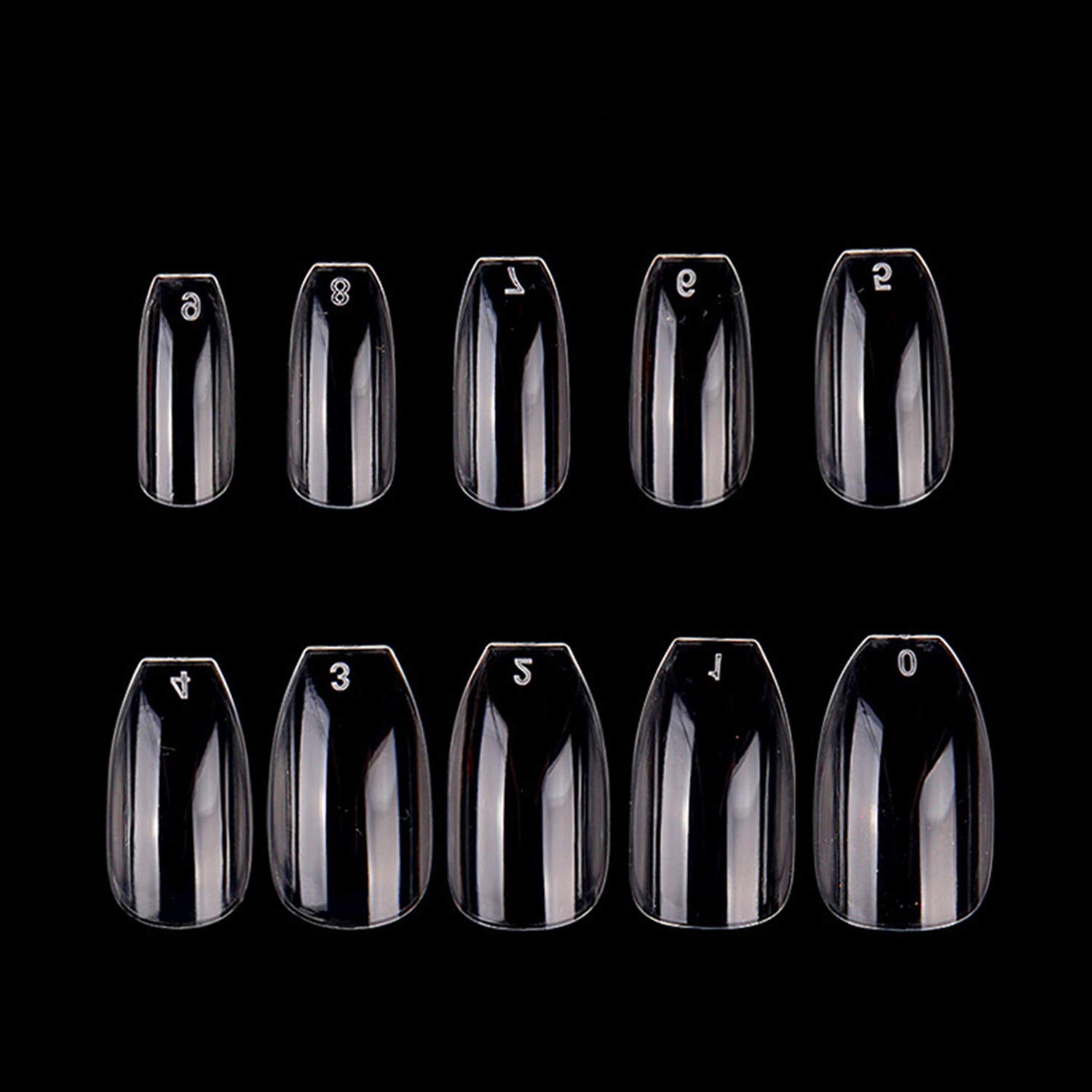 YIMART 500pcs Clear Coffin Fake Nails - Ballerina Acrylic Full Cover Artificial Nail Tips for Salon & DIY Manicure - Long Lasting Ballet Shape False Nails for Party, Wedding & Special Occasions