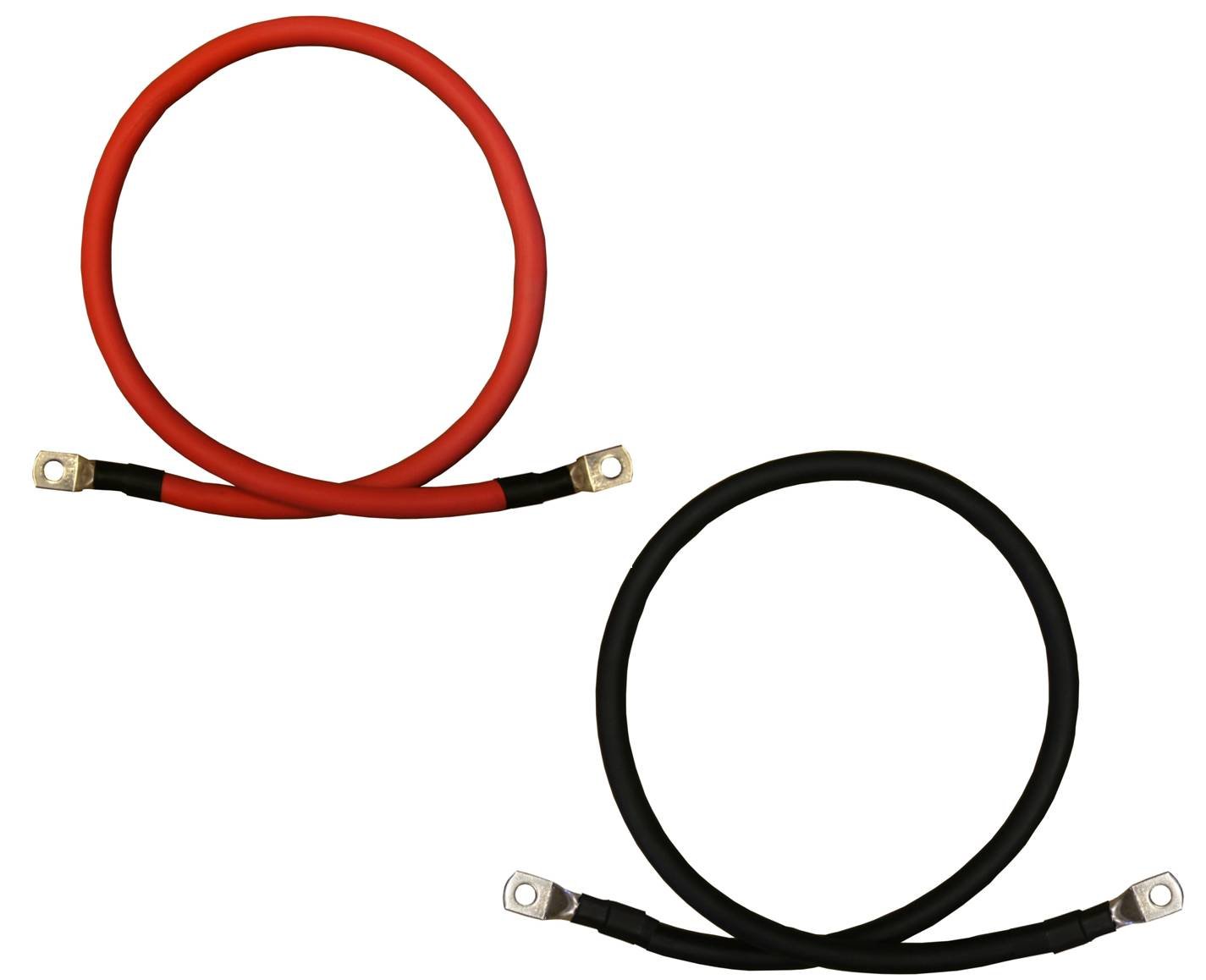 2 AWG Pure Copper Battery Cables - Red & Black (4ft) with 5/16