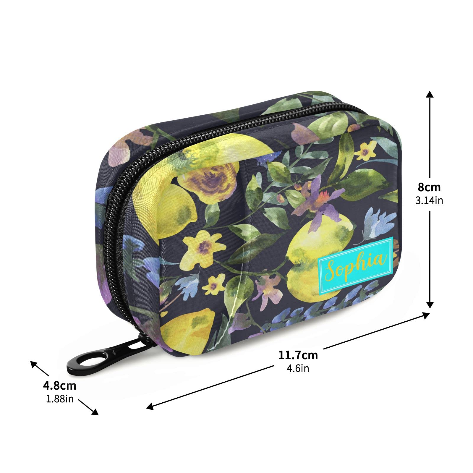 Floral Citrus Lemon Pill Organizer - 7-Day Personalized Medicine Case with Zipper, Custom Name Pill Box for Travel, Family & Business | Perfect for Daily Medication, Vacation Essentials & On-the-Go Organization