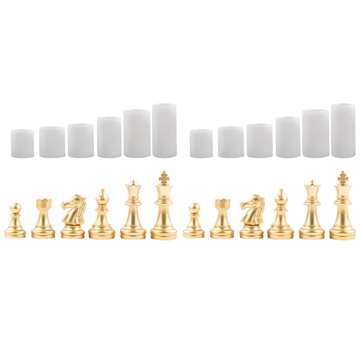 BESPORTBLE 12-Piece Silicone Chess Molds for Resin, Candles, Fondant - DIY Craft Epoxy Wax Molds - Perfect for Homemade Chess-Shaped Candles, Soap Making, and Cake Decorating