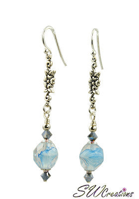 Opal Starshine Aqua Floral Beaded Earrings | Handmade Bohemian Jewelry for Women | Perfect for Weddings, Parties & Special Occasions