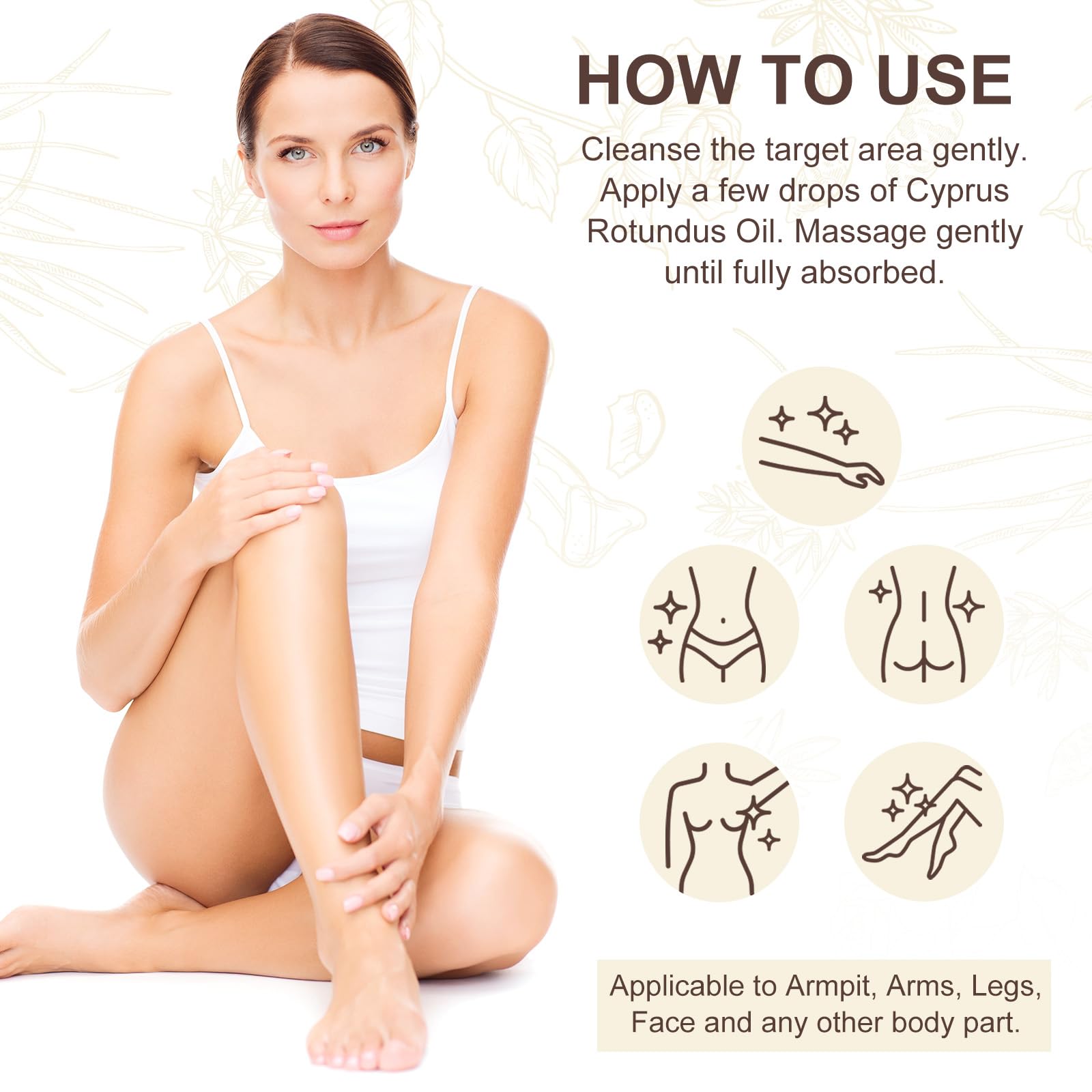 **Pure Natural Cyperus Rotundus Oil for Hair Removal - Reduces Body Hair Growth, Moisturizes & Soothes Skin - Ideal for DIY Waxing, Post-Shaving Care & Sensitive Skin**