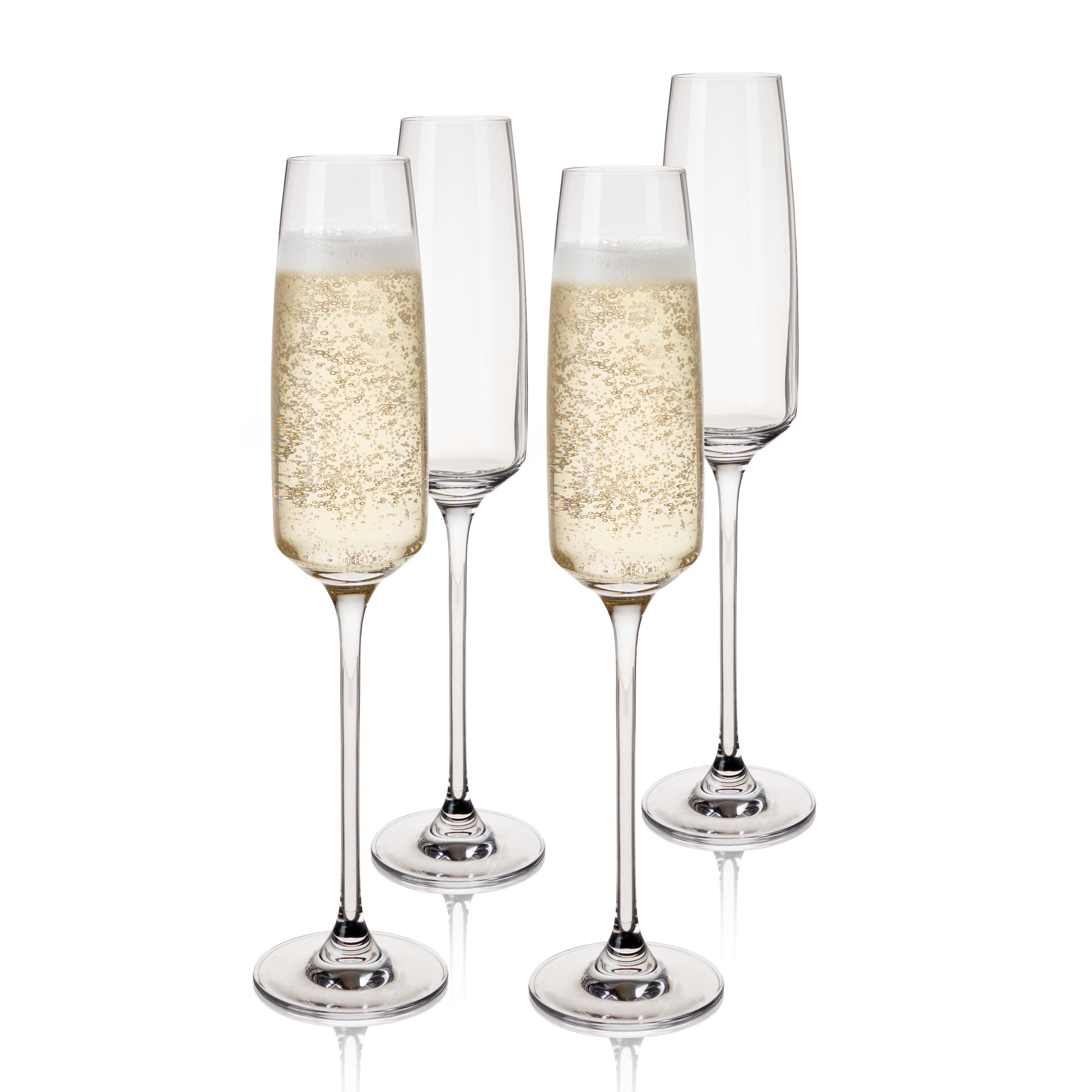 Premium Julien Crystal Flute Glasses Set of 4 - Elegant Champagne Flutes for Weddings, Parties & Special Occasions