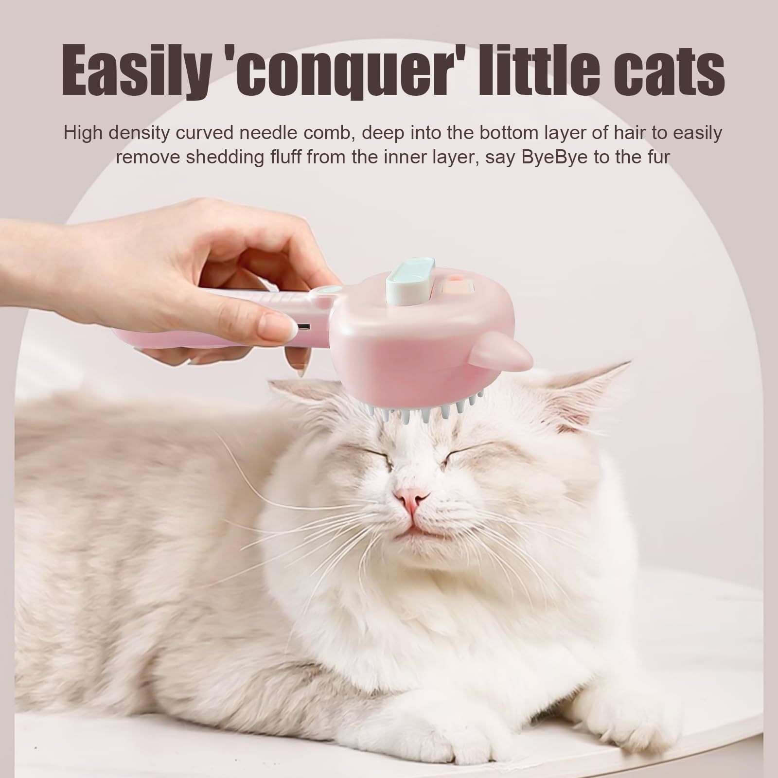 4-in-1 Pet Steam Spray Brush with Handle - Rubber Massage Brush for Dogs & Cats - Detangling Comb for Long & Short Hair - Easy Release Button - Blue - Perfect for Grooming, Bathing & Shedding Control at Home