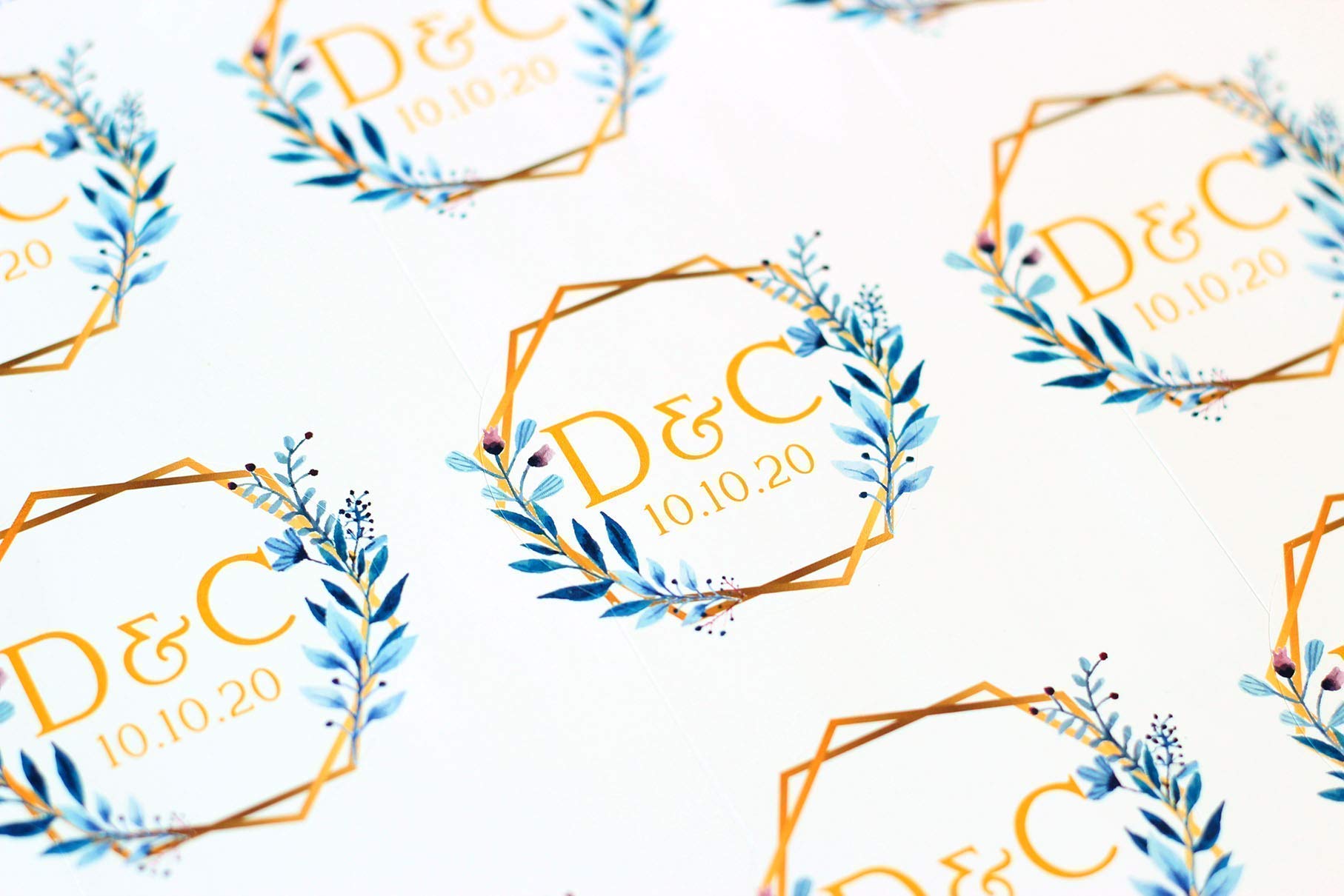 Custom Floral Gold Invitation Party Stickers - Elegant Wedding Favor Labels for Bridal Showers, Birthday Parties & Special Events
