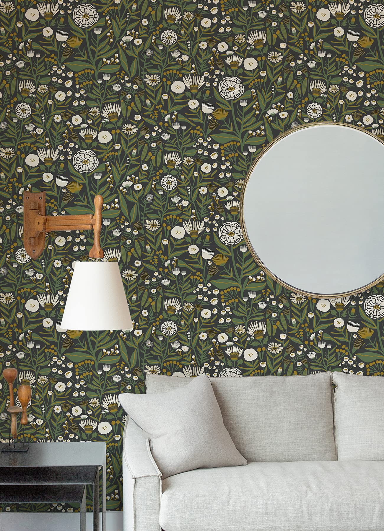 Black Marigold Forest Peel & Stick Wallpaper - Self-Adhesive Removable Wallpaper for Bedroom, Living Room, Nursery - Easy DIY Home Decor