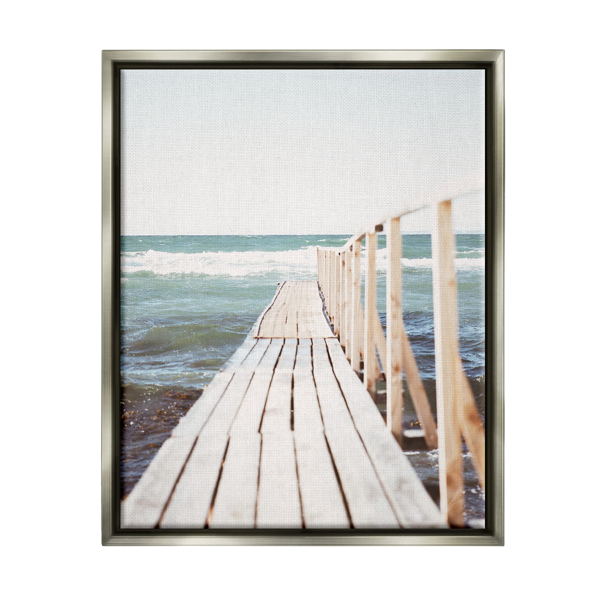 Stupell Industries Coastal Photography Wall Art - Waterfront Beach Dock Private Pier Canvas Print by Leah Straatsma - Perfect for Beach House Decor, Coastal Living Room, Nautical Bedroom & Bathroom