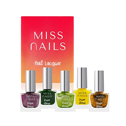 Non-Toxic High Gloss Nail Polish Set - 5 Piece Combo (SG104) for Professional Salon & Home Manicure/Pedicure