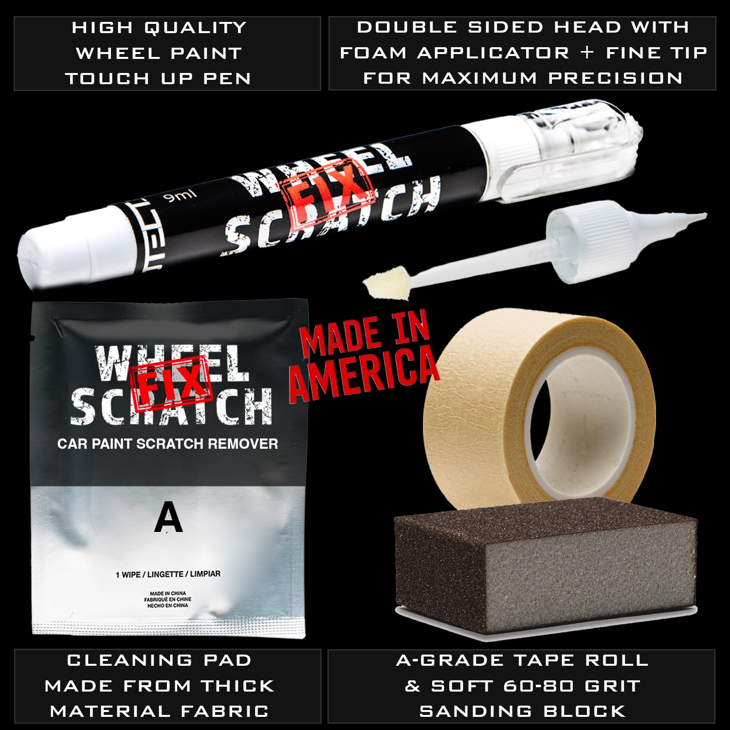 Dark Silver Alloy Wheel Touch Up Paint Kit - Car Wheel Scratch & Curb Rash Repair Pen - Universal Rim Repair for Scratches & Damage - Perfect for DIY Auto Maintenance & Wheel Restoration