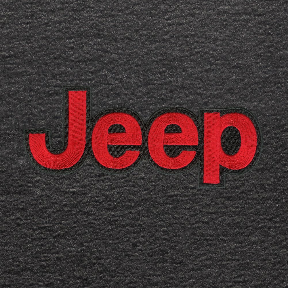 2-Piece Front Seat Covers with Black Velourtex & Red Jeep Logo - Compatible with Jeep Wrangler Unlimited 2014 - Durable & Stylish Upgrade for Off-Road Adventures & Daily Commutes