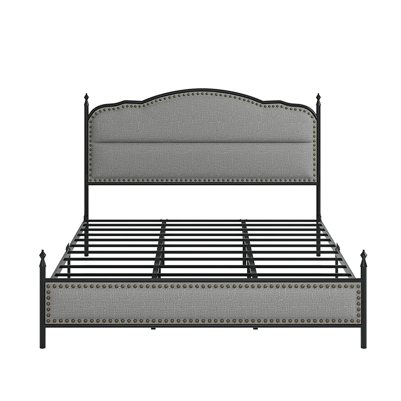 Ernesto 61 Industrial King & Queen Size Platform Bed Frame - Modern Metal & Wood Design for Bedroom, Guest Room, Loft or Studio Apartment