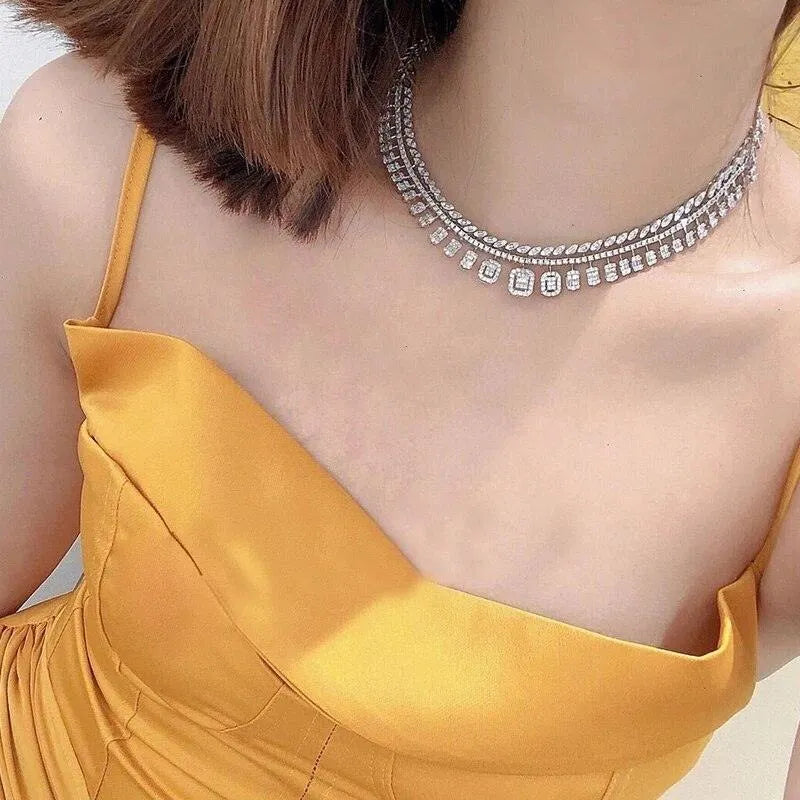 18K White Gold Diamond Necklace for Women - 10ct Natural Sparkling Diamonds, Elegant Luxury Wedding & Engagement Jewelry - Perfect for Anniversary Gifts, Bridal Party & Special Occasions