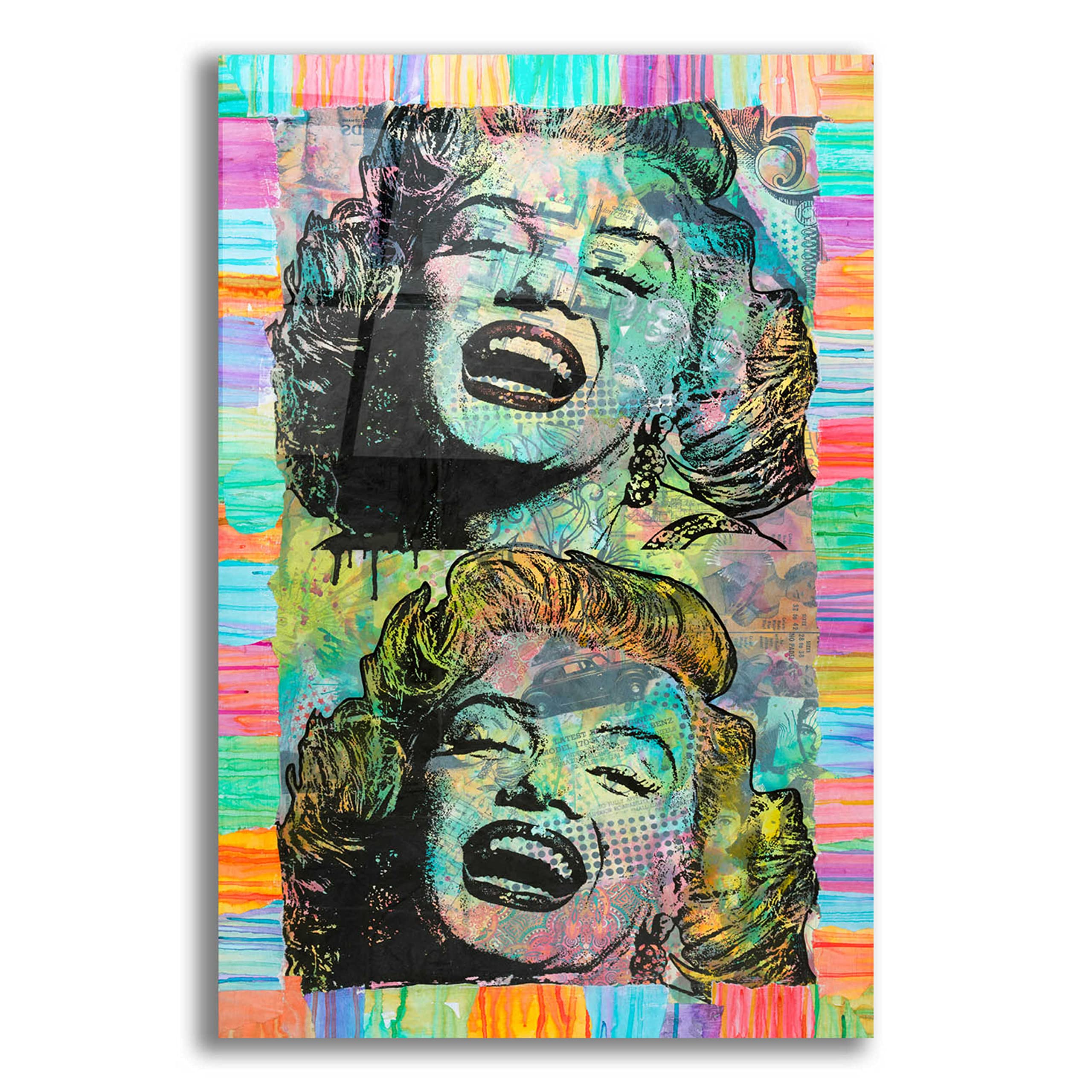 Two Marilyns by Dean Russo - Vibrant Acrylic Glass Wall Art Print 16x24 Inches - Pop Art Home Decor for Living Room, Bedroom & Office