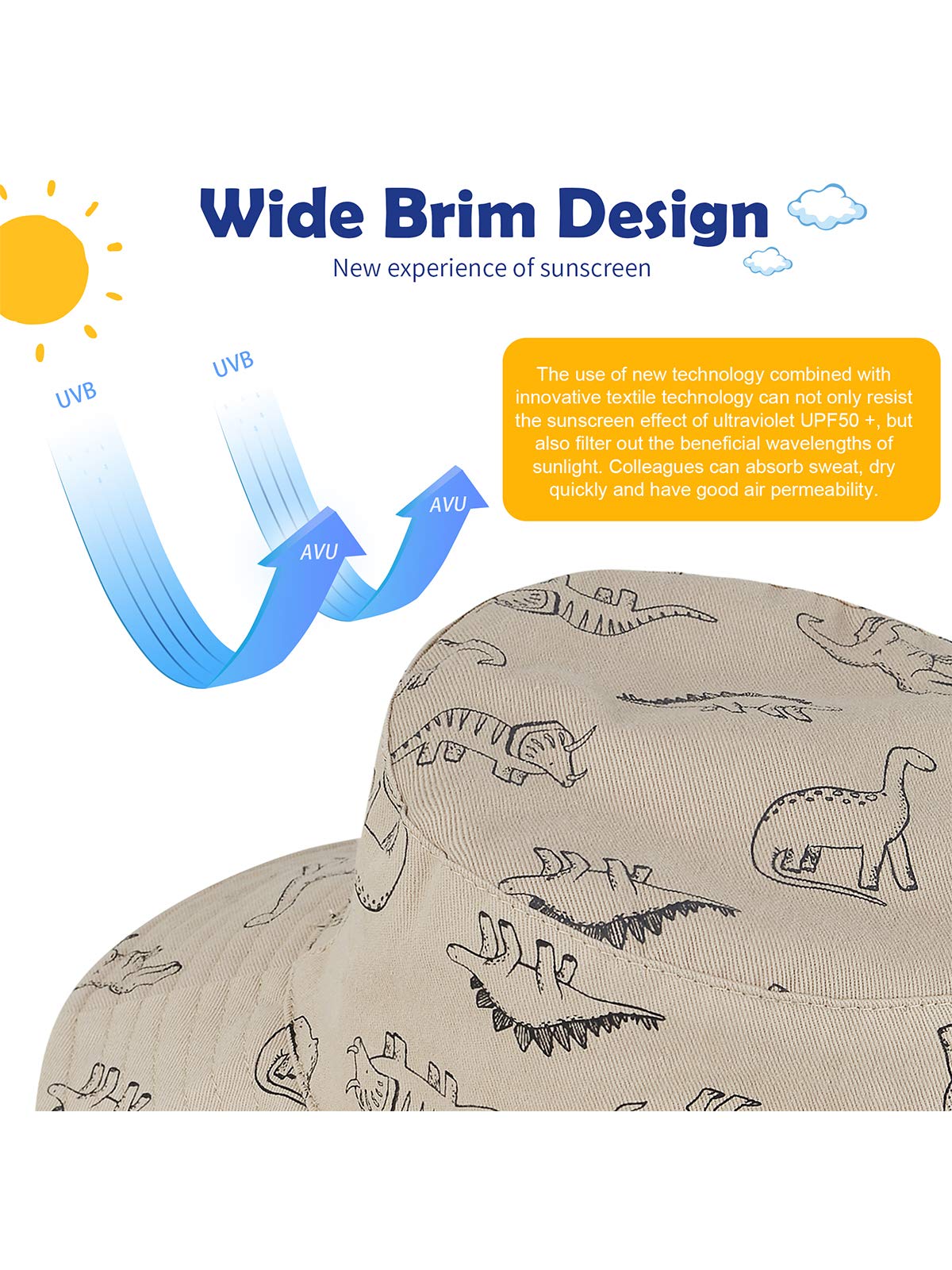 UPF 50+ Baby Sun Hat for Toddlers - Wide Brim Bucket Hat for Boys & Girls - Summer Beach Hat for Outdoor Play, Swimming & Park Adventures