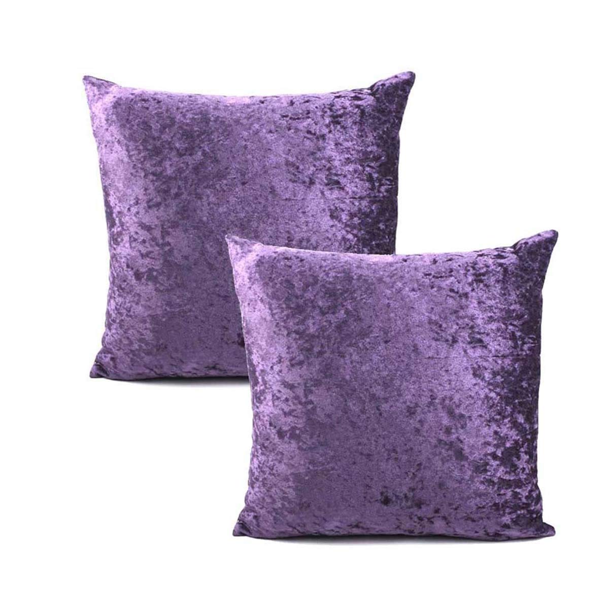 Premium Pack of 2 Crushed Velvet Throw Pillow Covers - Soft Solid Dark Purple Square Cushion Cases (26x26 Inch) for Sofa, Bed, Couch & Car - Luxury Home Decor & Comfort Enhancement