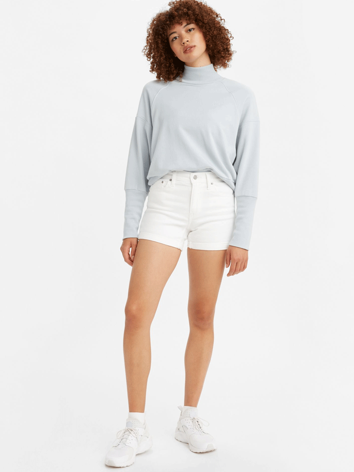 Levi's 299650067 Women's Mid Length Denim Shorts in Chalk White - Perfect for Summer Outfits & Casual Wear