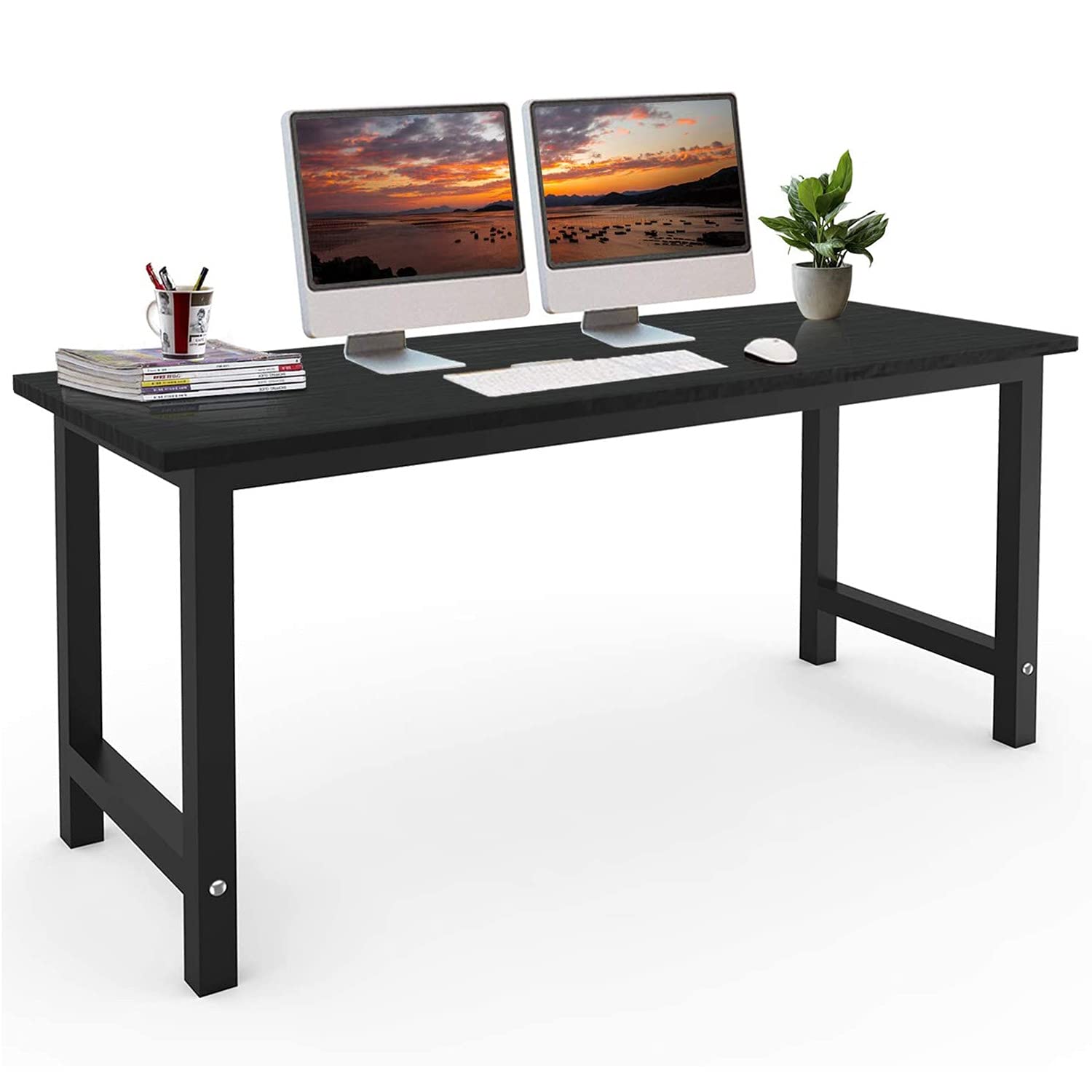 GALSOAR 63 Inch Modern Computer Desk - Home Office Writing Desk, No Assembly PC Workstation, Small Work Table for Laptop (63