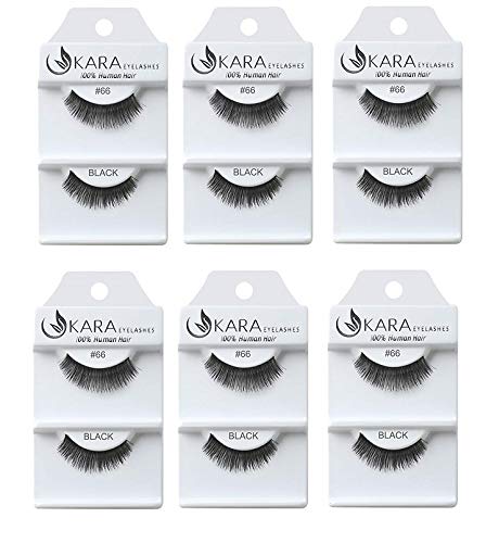 Kara Beauty 100% Human Hair Eyelashes - 6 Pairs (12 Lashes) for Natural Volume & Length | Perfect for Weddings, Parties & Everyday Glam