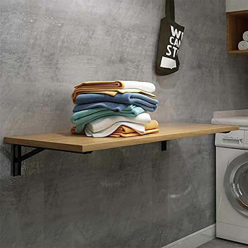 Teak Color Desktop & Black Folding Brackets