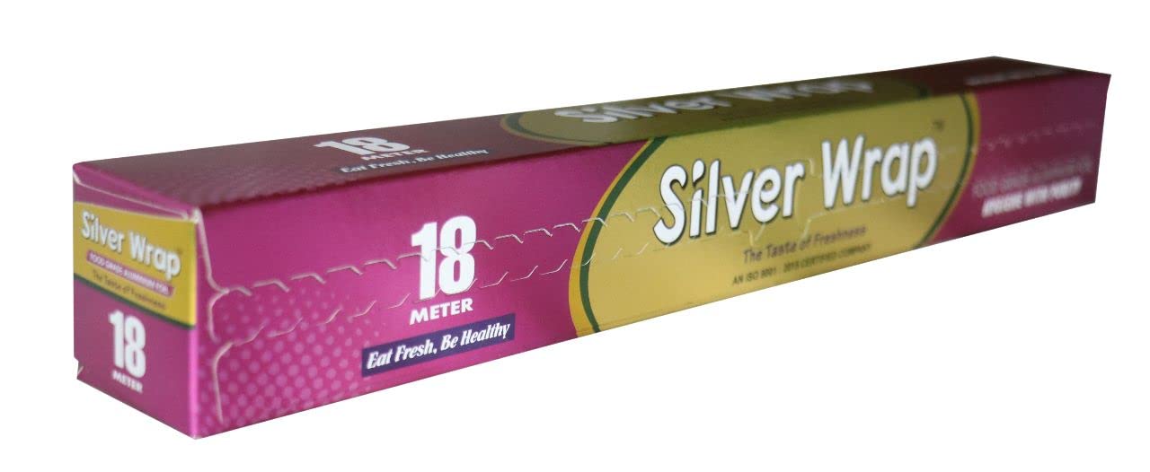 Premium Silver Aluminum Foil for Food Packing, Cooking & Baking - 30cm Wide, 11 Microns Thick, Keeps Food Fresh & Warm | Ideal for BBQ, Meal Prep, Leftovers Storage & Picnics | Super Saver Family Pack (18 Meters x 2 Rolls)