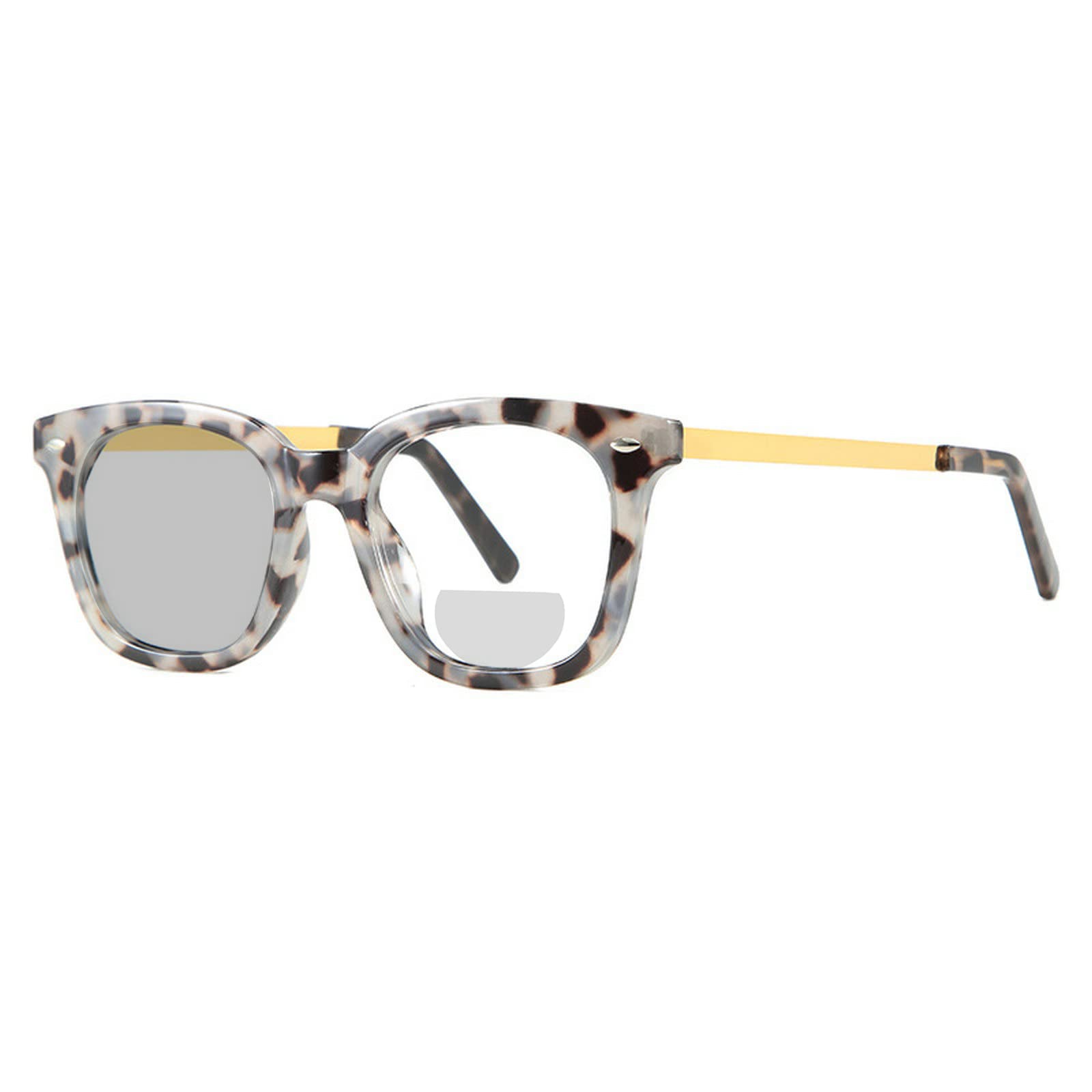 Photochromic Bifocal Reading Glasses for Women & Men - Adjustable Magnifier Sunglasses with Retro Square Frame (Leopard/Clear) - Perfect for Reading, Driving, and Outdoor Activities