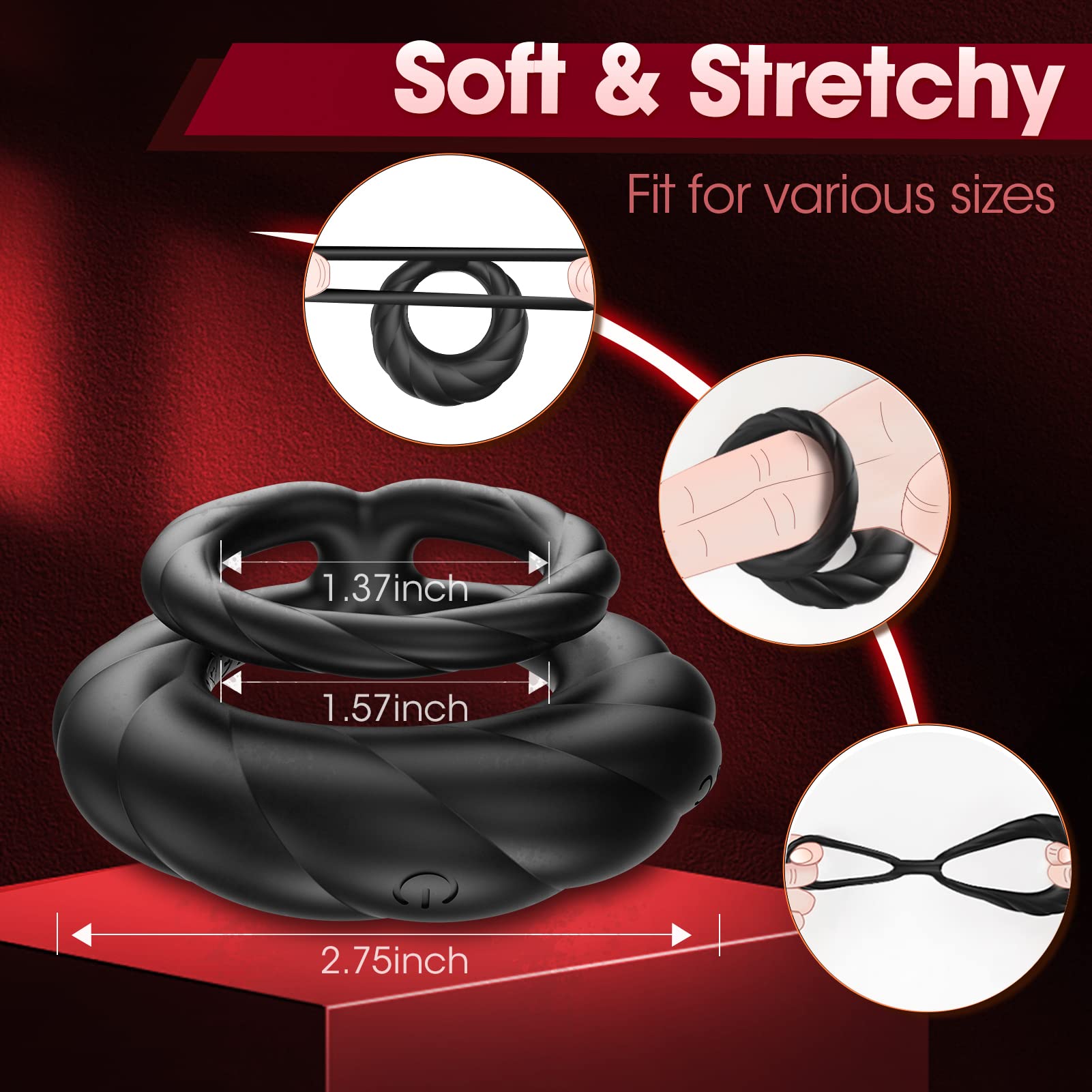 Premium Vibrating Cock Ring for Men - 10 Powerful Vibration Modes, Durable Penis Ring Enhancer for Longer & Stronger Erections - Couples Sex Toy for Intimate Play & Enhanced Pleasure - Perfect for Date Nights & Spicing Up Relationships
