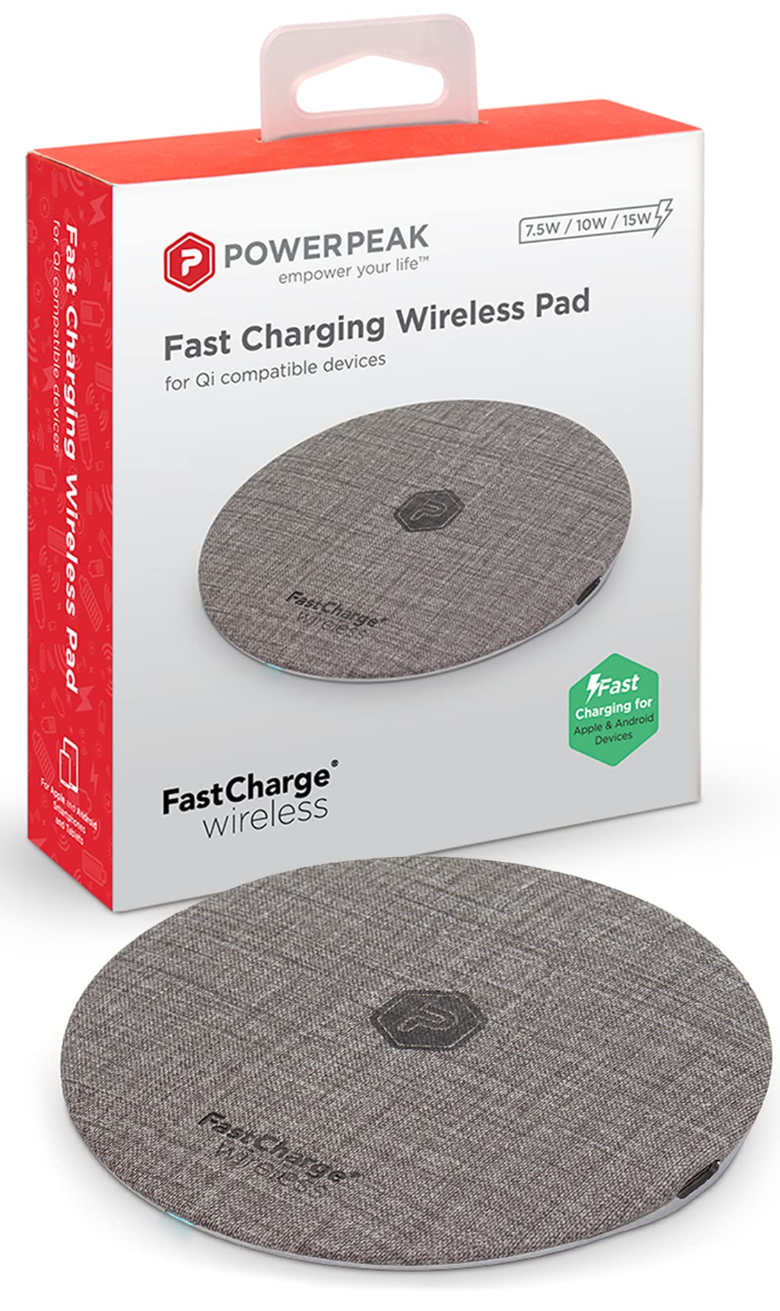 15W Fast Wireless Charger Pad - Qi-Certified for iPhone 14/13/12/11/X/8, Samsung Galaxy S22/S21/S20 (Gray) | Perfect for Bedside, Office & Car Charging | AC Adapter Not Included
