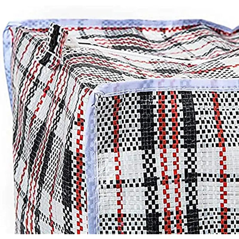 12 Pack Extra Large Striped Storage Bags with Zipper - 78x90x25cm for Travel, Shopping, House Moving & Organization | Durable Reusable Packing Solution