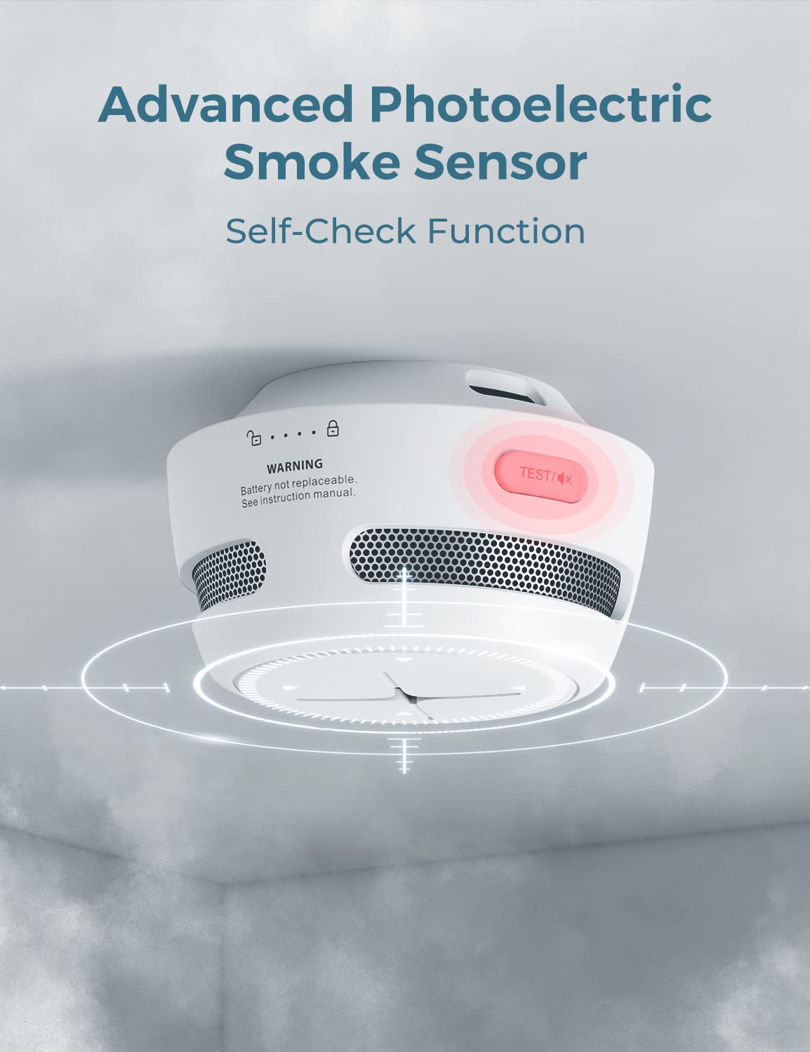 AEGISLINK 10-Year Battery Smoke Detector with Photoelectric Sensor, Test/Silence Button & Low Battery Warning - S500 Fire Alarm (3-Pack) for Home, Office & Apartment Safety