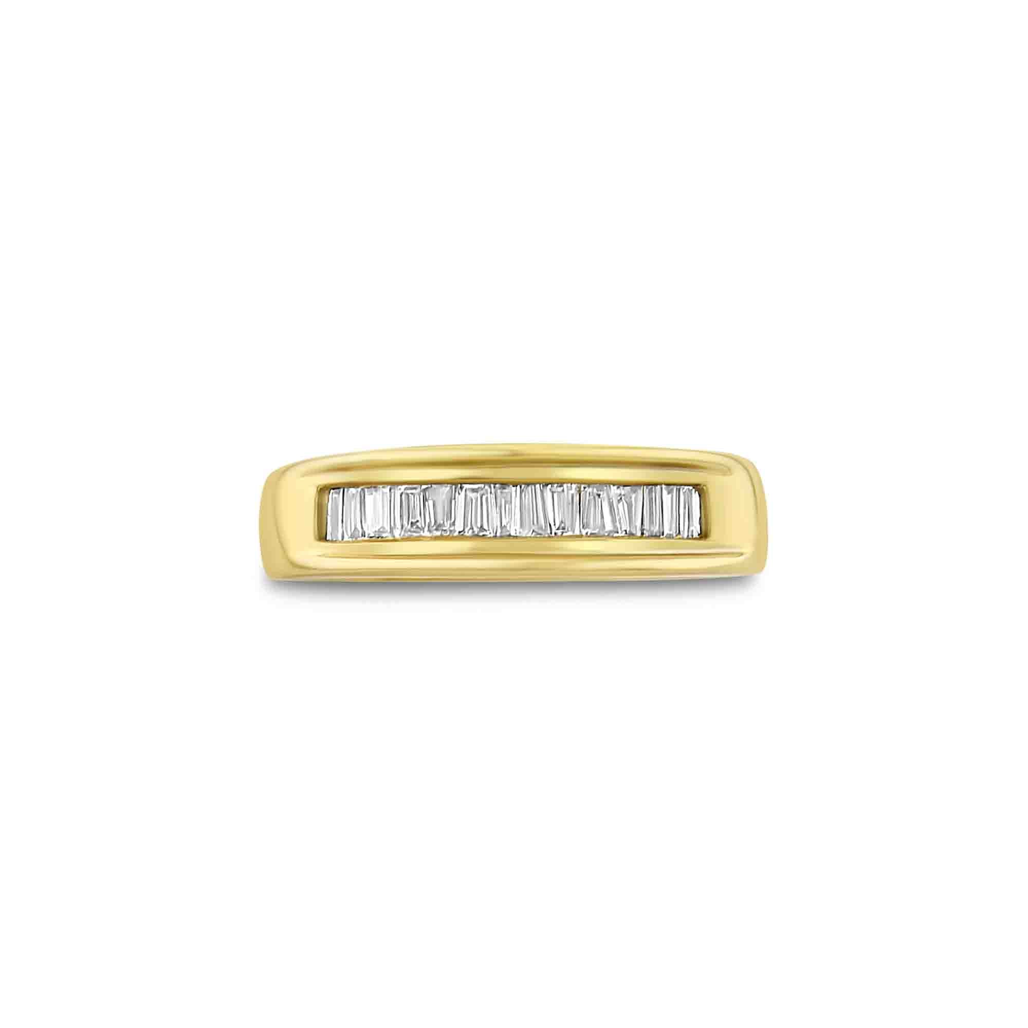 5MM Baguette Channel Diamond Wedding Band - 14k Yellow Gold Ring for Women - Perfect for Bridal, Anniversary & Special Occasions
