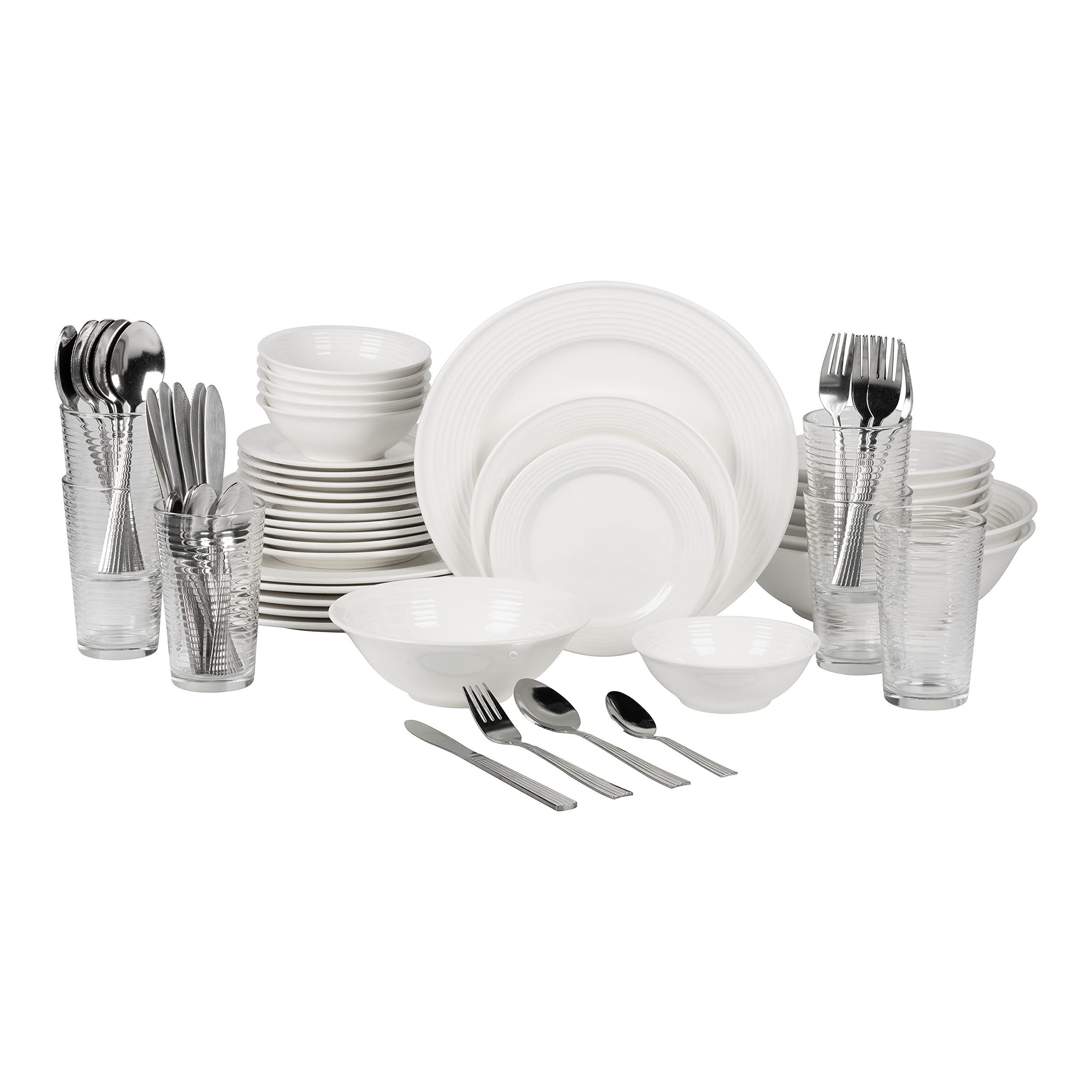 10-Piece Nova White Round Dinnerware Set by Strawberry Street - Service for 6, Elegant Tableware for Everyday Dining & Entertaining
