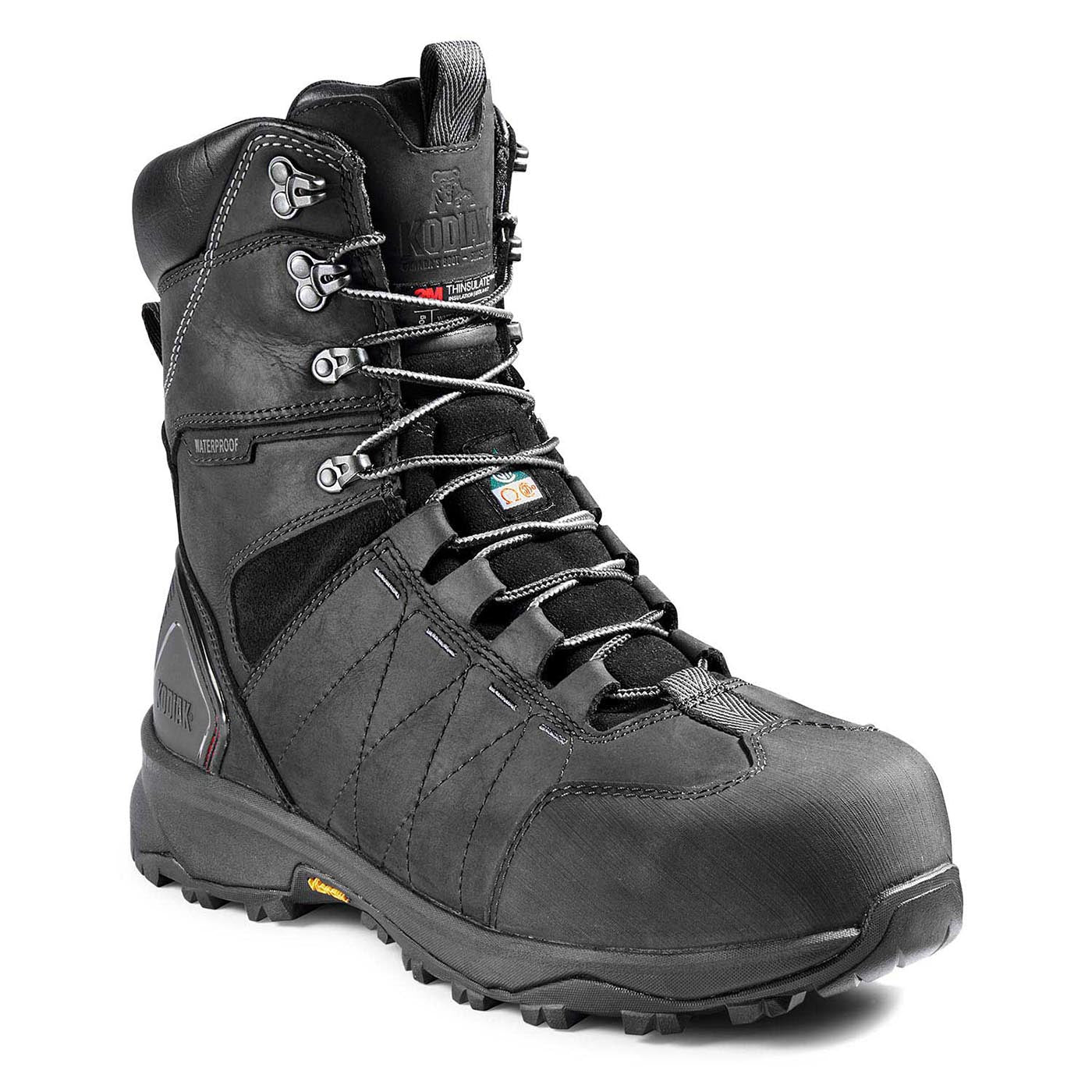 Kodiak Ice Conqueror Men's 8 Composite Toe Work Boots with Vibram® Arctic Grip® - Black (KD0A4TGDBLK) | Slip-Resistant Winter Boots for Construction & Outdoor Work