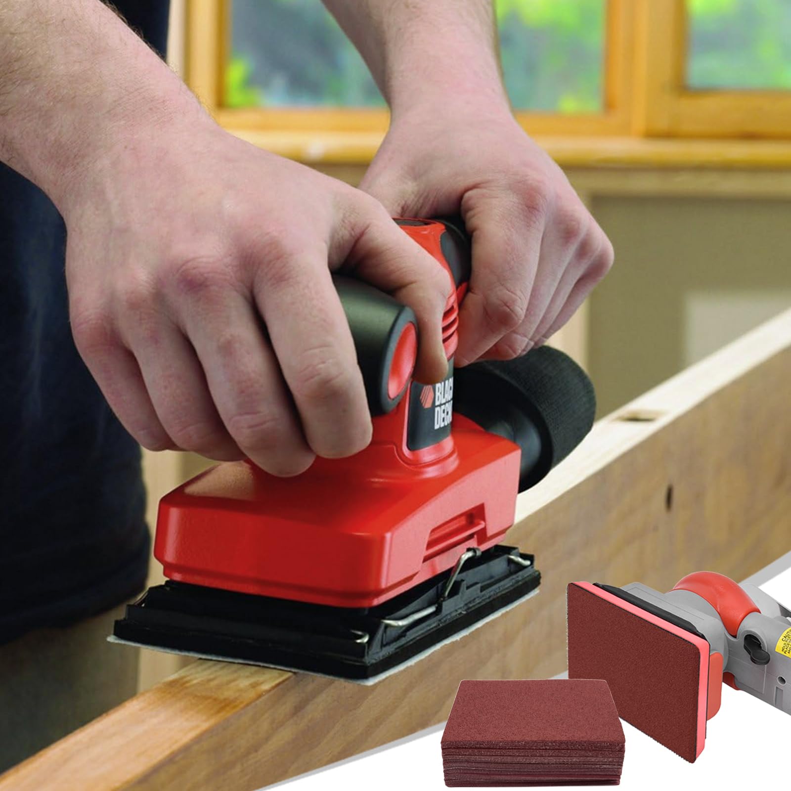 1/4 Sheet Palm Sander Sandpaper, 50-Piece Sandpaper Variety Pack (60-1000 Grit) - 5.5