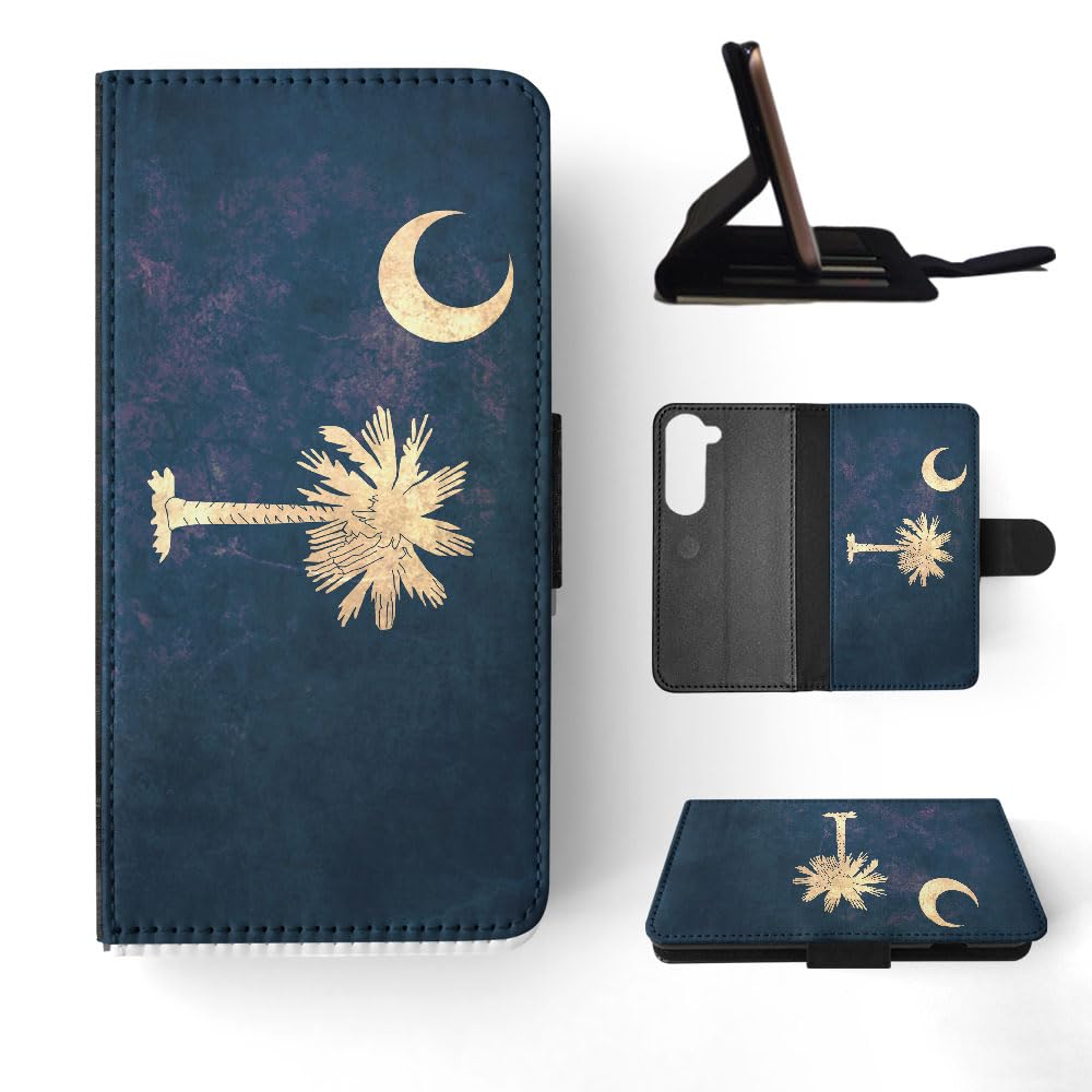 South Carolina US State Flag Flip Wallet Phone Case for Samsung Galaxy S23 - Stylish Protective Cover with Card Slots | Perfect for Travel, Work & Everyday Use