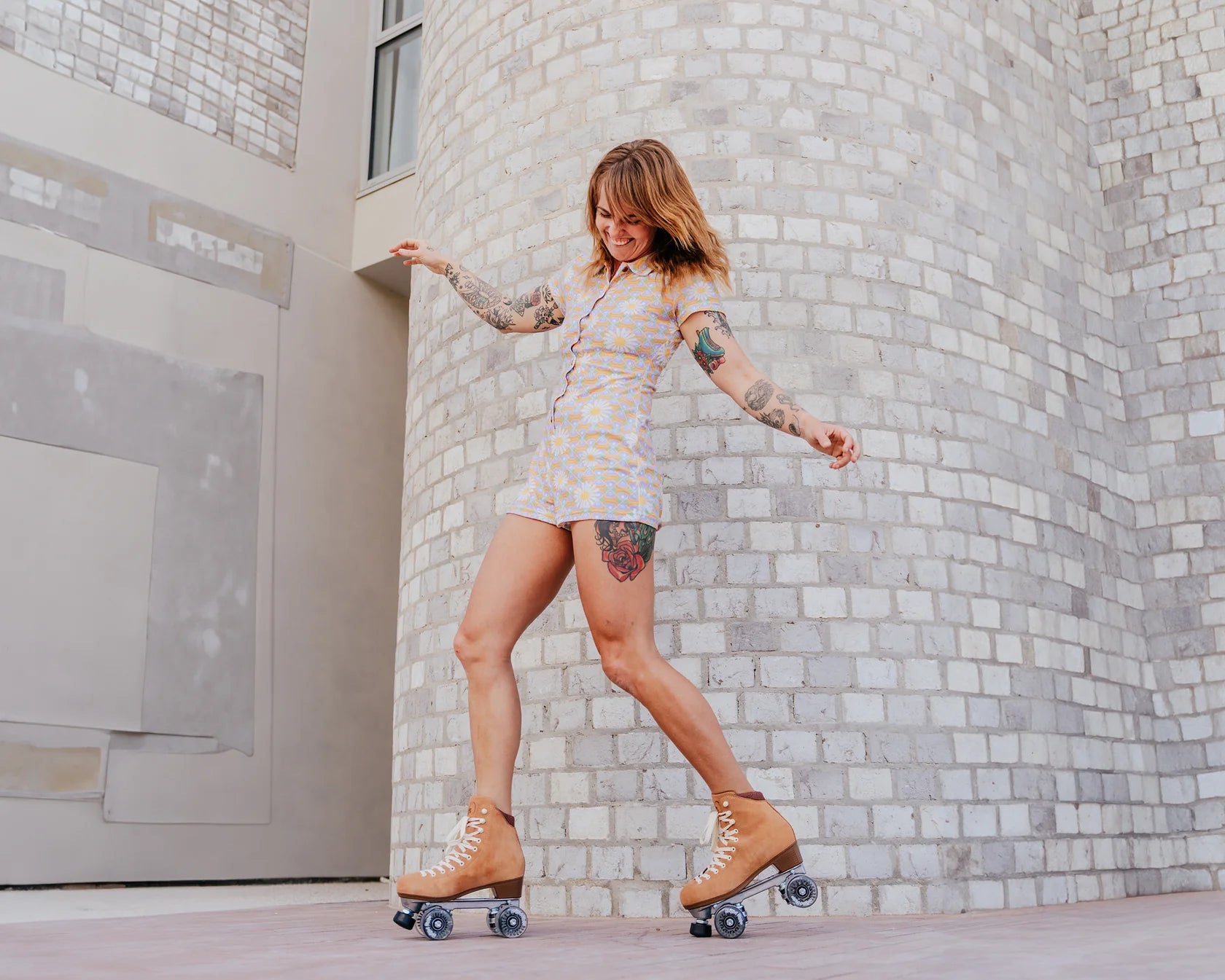 Chuffed Skates Wanderer Roller Skates - Premium Caramel-Colored Quad Roller Skates for Women | Perfect for Outdoor Skating, Rink Dancing & Retro Fashion