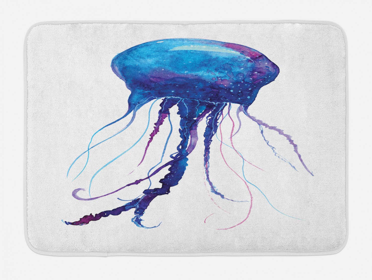 Ambesonne Non-Slip Plush Bath Mat with Aqua Jellyfish Design, 30.2