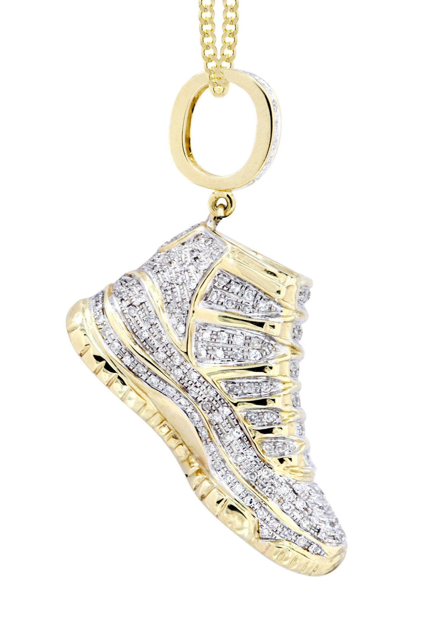 10K Yellow Gold Sneaker Diamond Pendant Necklace - 1.16 Carats Real Diamond Jewelry for Women - Perfect Gift for Birthday, Anniversary & Valentine's Day