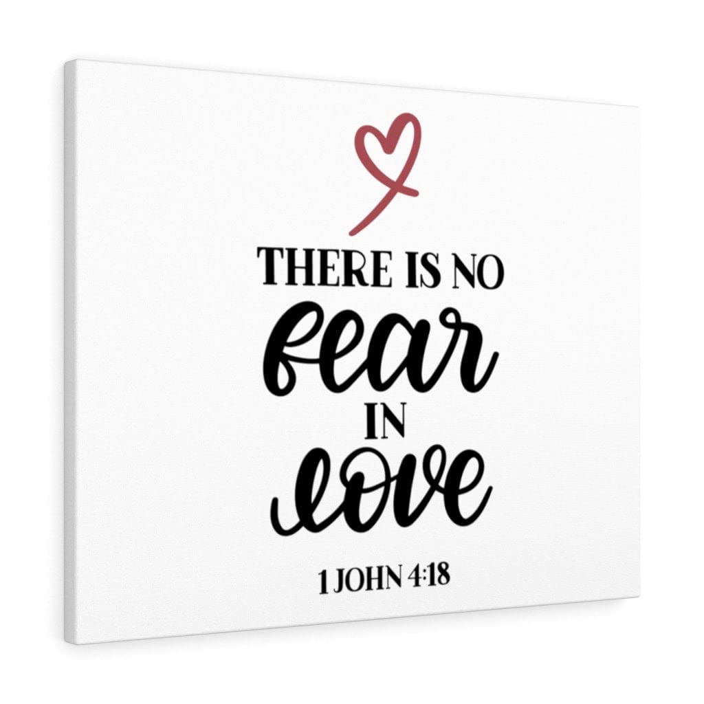 Christian Wall Art - No Fear 1 John 4:18 Bible Verse Print - Ready to Hang Scripture Decor for Home, Office & Church - Perfect Gift for Weddings, Baptisms & Christian Holidays