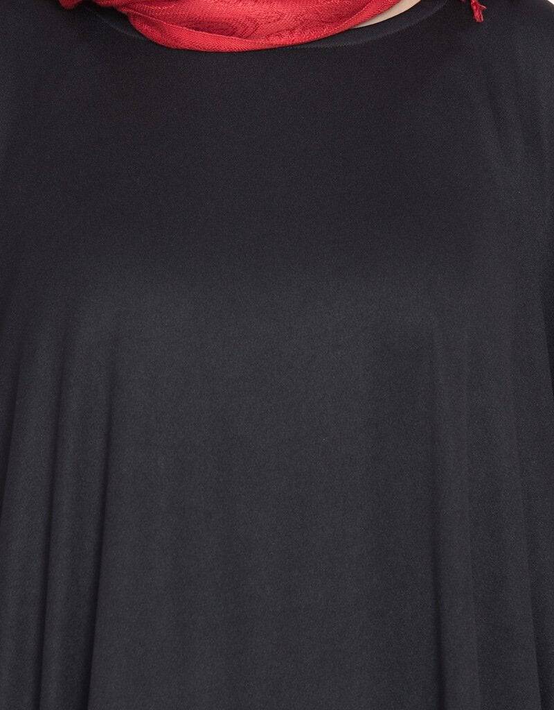 Elegant Arabic Kaftan Style Contrast Black Grey Iranian Abaya Dress - Perfect for Eid, Ramadan & Special Occasions