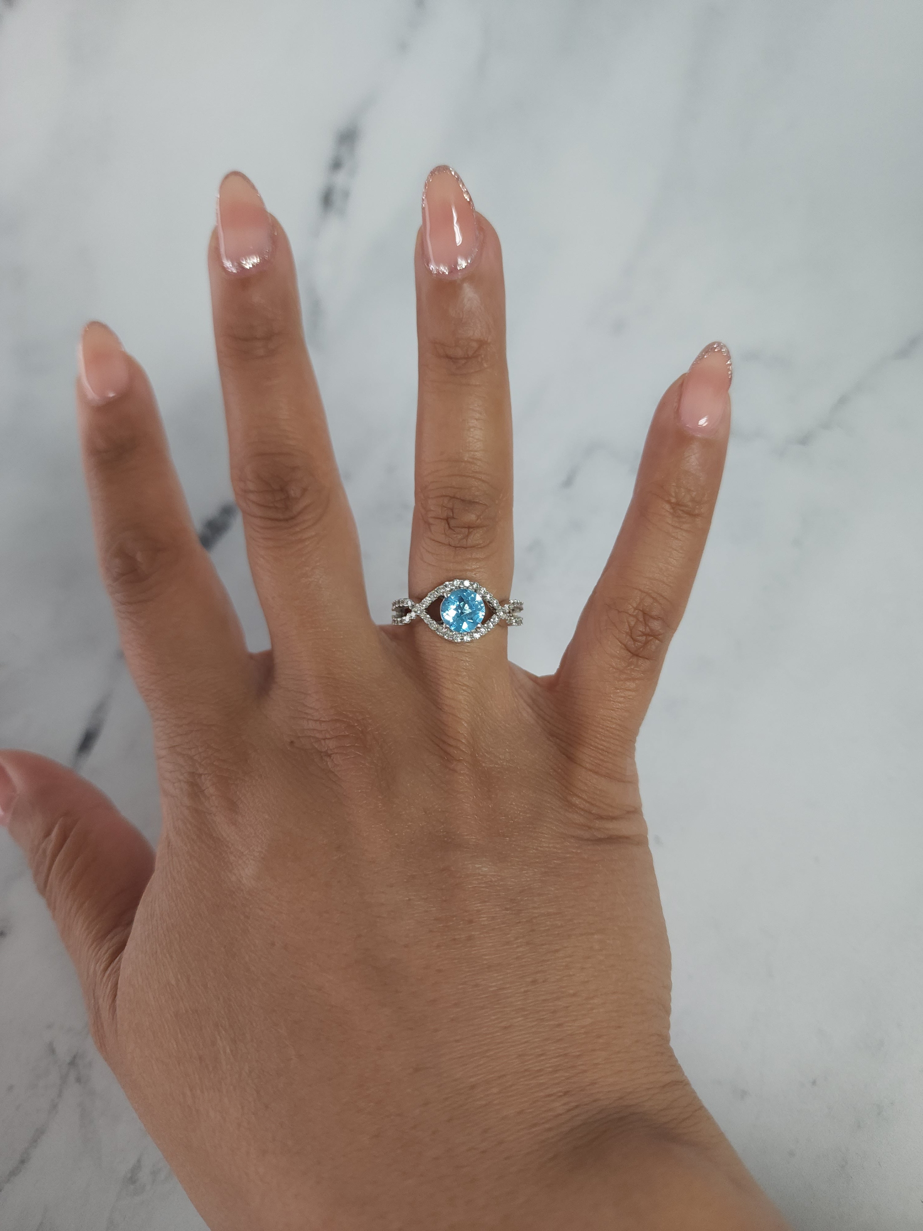 Exquisite London Blue Topaz and Diamond Ring for Women | Elegant 925 Sterling Silver Engagement & Wedding Jewelry Gift | Perfect for Anniversaries, Proposals & Special Occasions